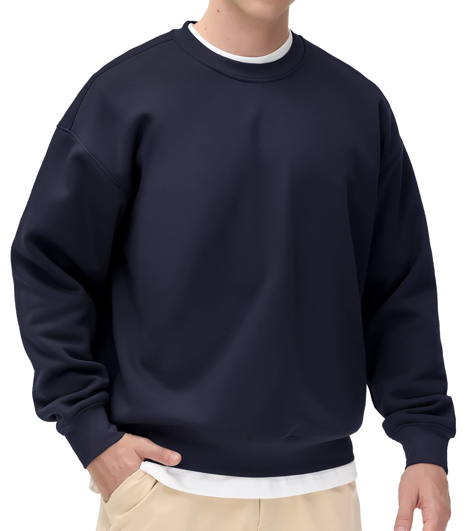 THE GYM PEOPLE Men's Fleece Crewneck Sweatshirt Thick Loose fit Soft Basic Pullover Sweatshirt