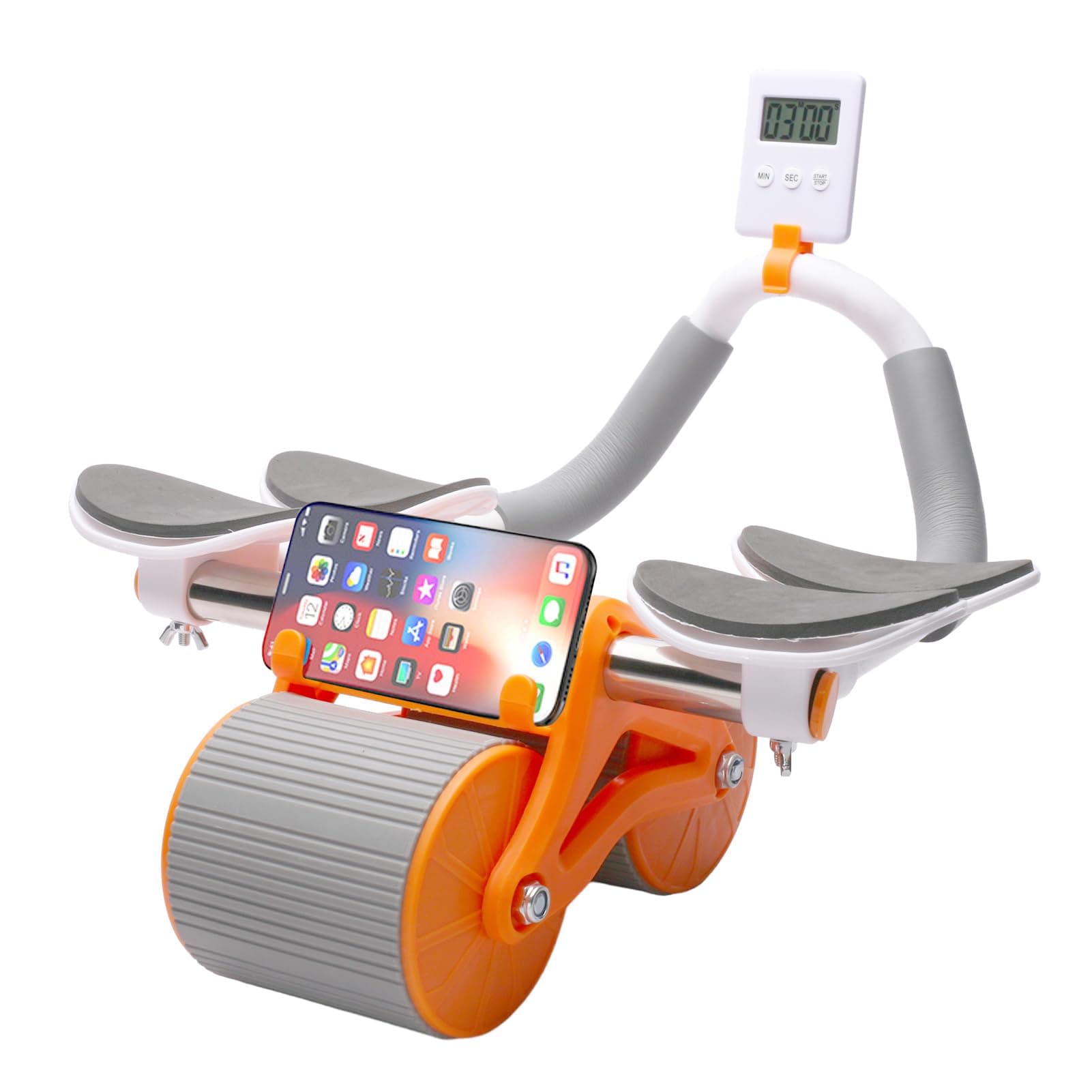 Automatic Rebound Ab Abdominal Exercise Roller Wheel ， Exercise Roller Wheel with Dual Elbow Support and Timer，Abs Roller Wheel Core Exercise Equipment.