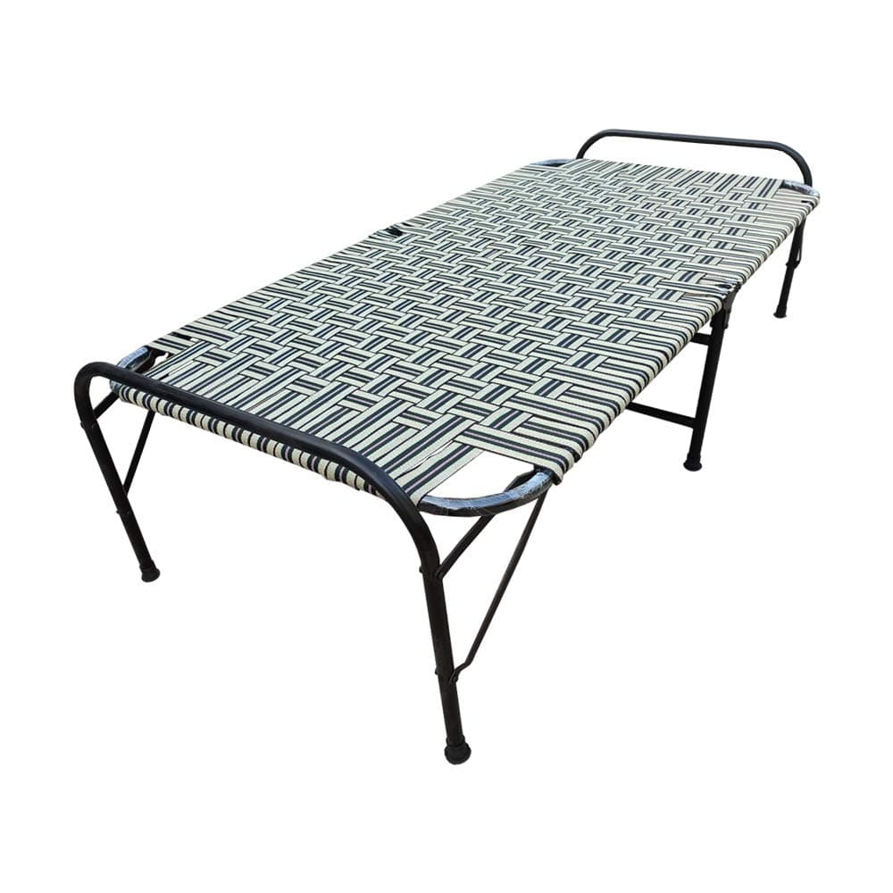 Painted Folding Bed For Sleeping Single Size A1 Niwar 6 Leg Support Unique Design Space Saving|Heavy Duty Round Metal Frame|Portable|Multipurpose|Lightweight(Multicolor,36" X 72")