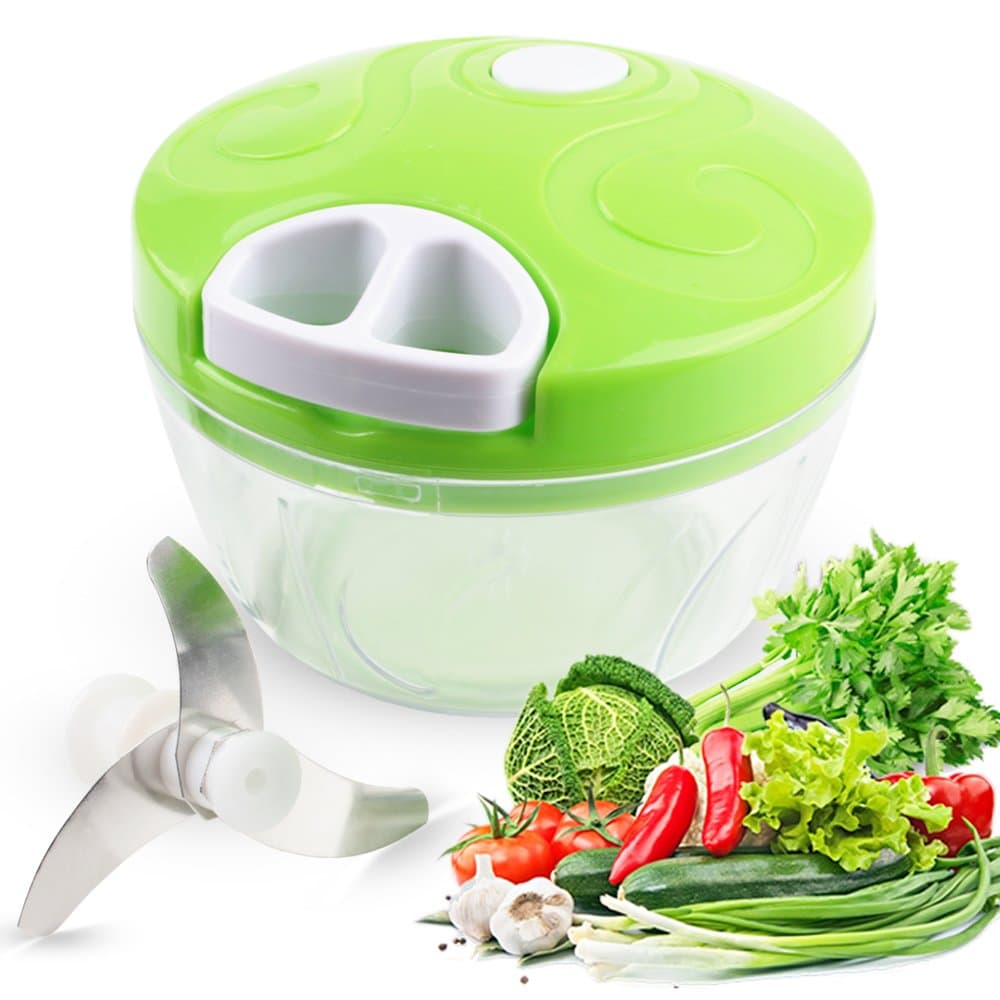 Manual Food Chopper Hand-Powered Food Processor Compact Handheld Vegetable Onion Salad Chopper Garlic Squeezer Ginger Slicer Pepper Cut Herbs Chop Cheeses Chopper Masher