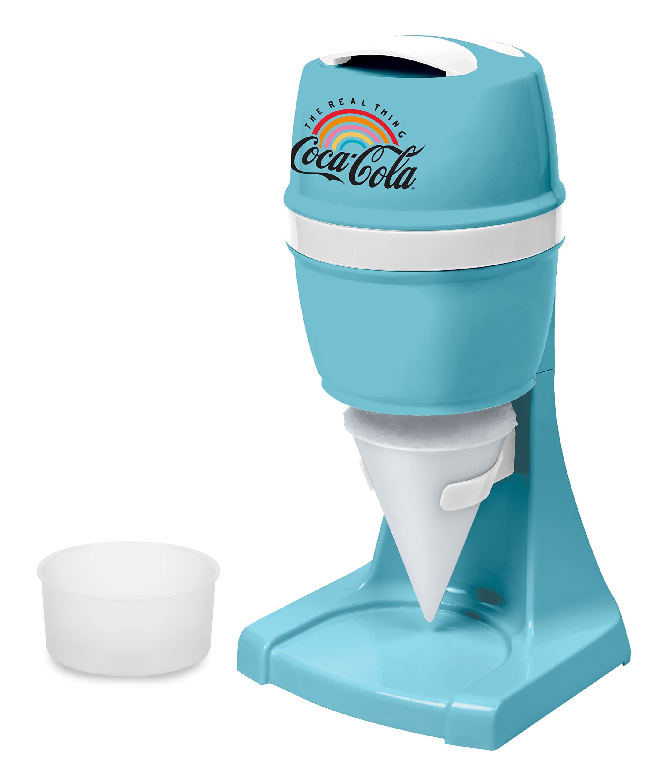 NostalgiaCoca-Cola Snow Cone Shaved Ice Machine - Retro Table-Top Slushie Machine - Includes 1 Reusable Plastic Cup and Ice Mold, Coke Blue