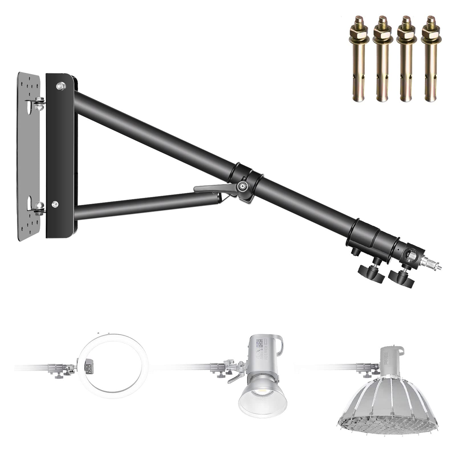 Neewer Wall Mounting Triangle Boom Arm for Ring Light, Monolight, Softbox, Re...