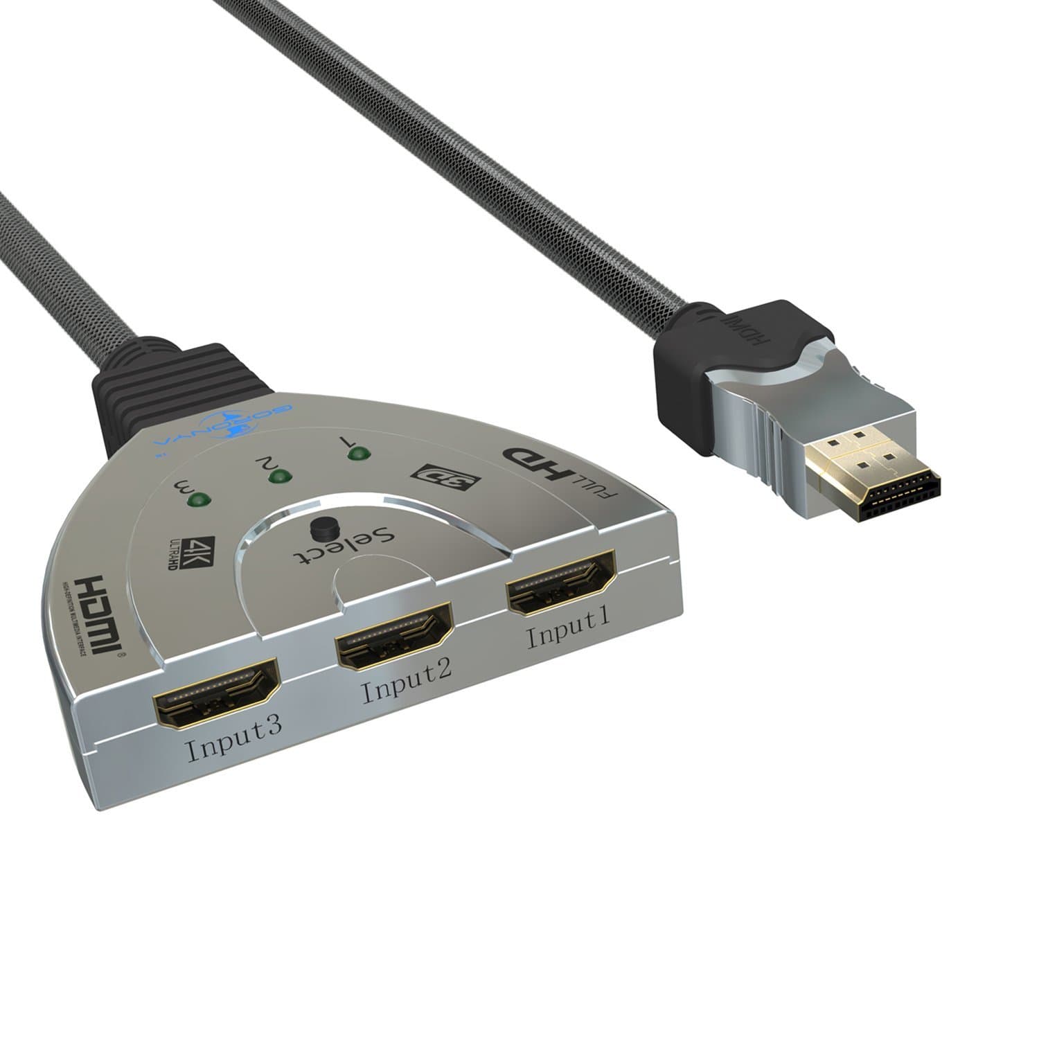 3 Port HDMI Switch 3x1 Auto Switch with 1.4 Version Supports Full HD 4K 1080P 3D Player