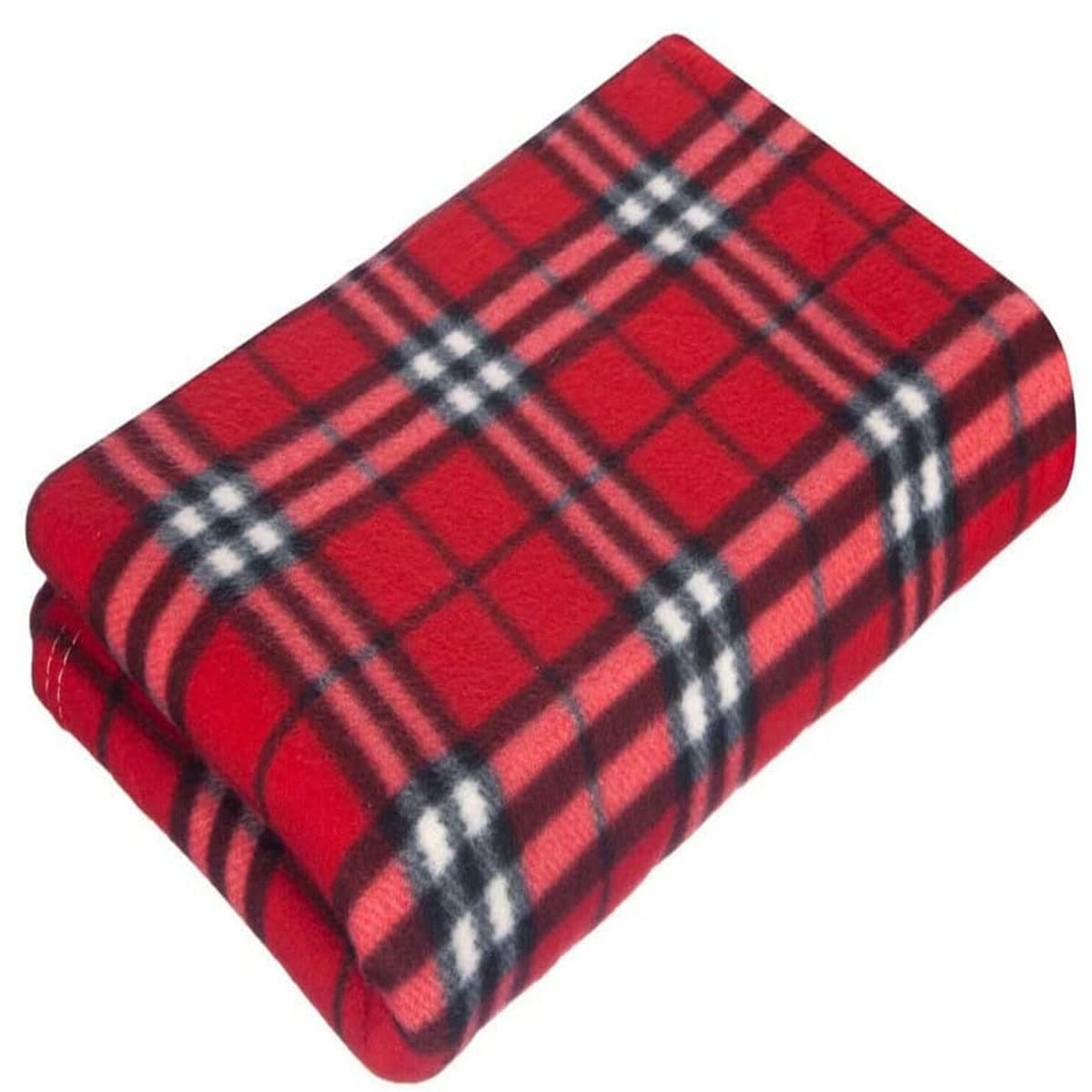 SOFT FLEECE BLANKETS LARGE EXTRA WARM TARTAN SOFA BED CHECK THROW 150cm X 200cm (Checker Red)
