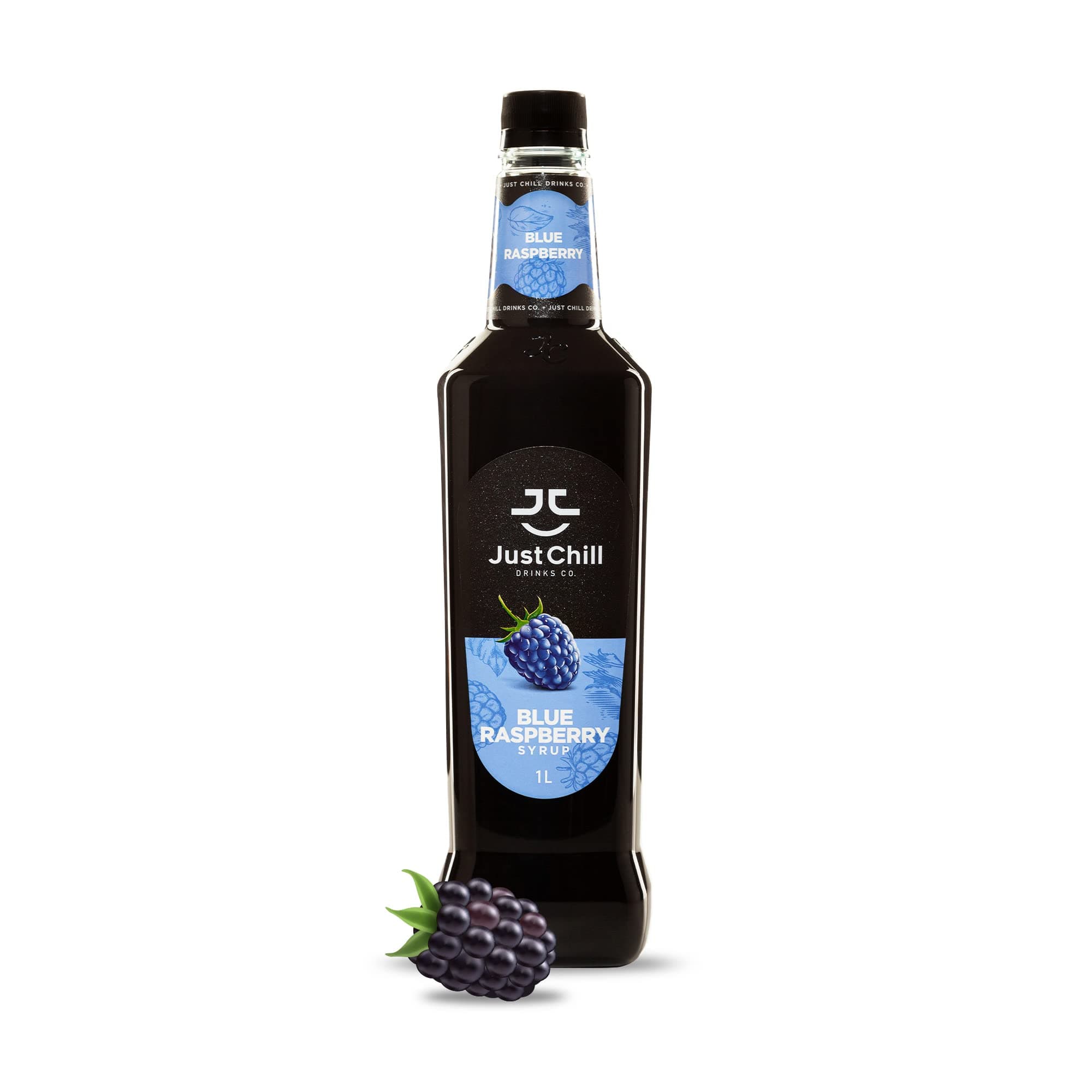 Just Chill Drinks Co. Blue Raspberry Fruit Syrup, 1 Litre - Fresh Delightful Flavor - Non-GMO, Vegan, Gluten Free