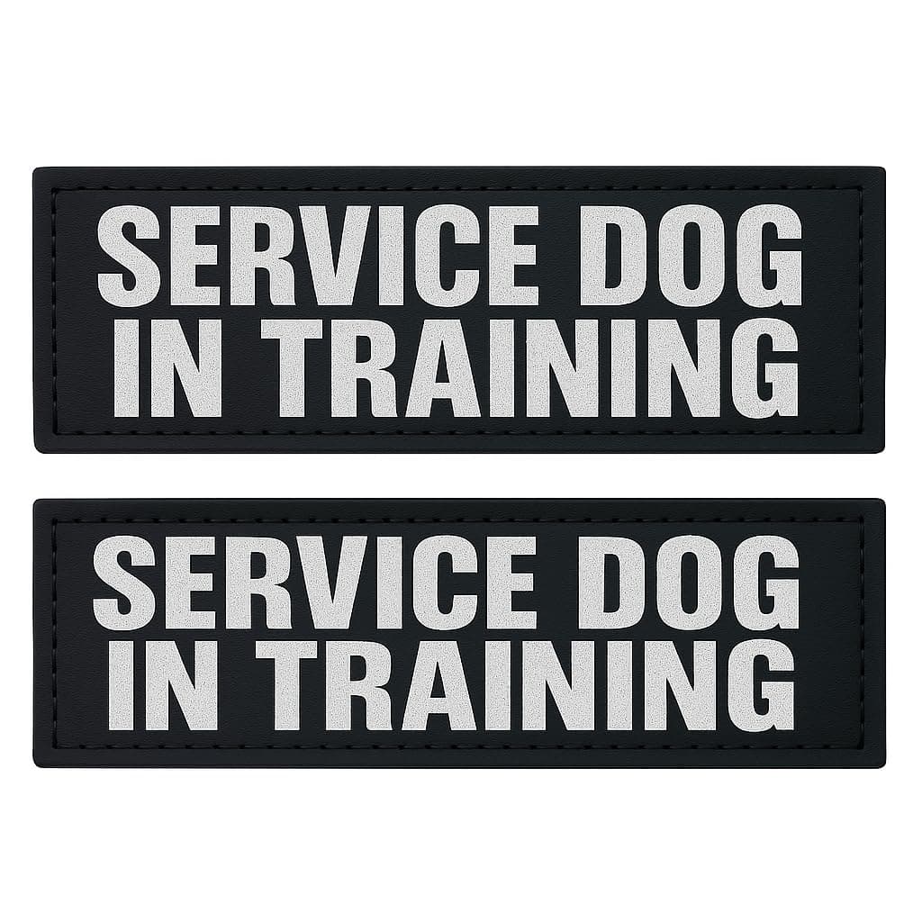 Albcorp Reflective Service Dog In Training Patches with Hook and Loop Backing for Service Animal Vests /Harnesses Medium (5 X 1.5) Inch