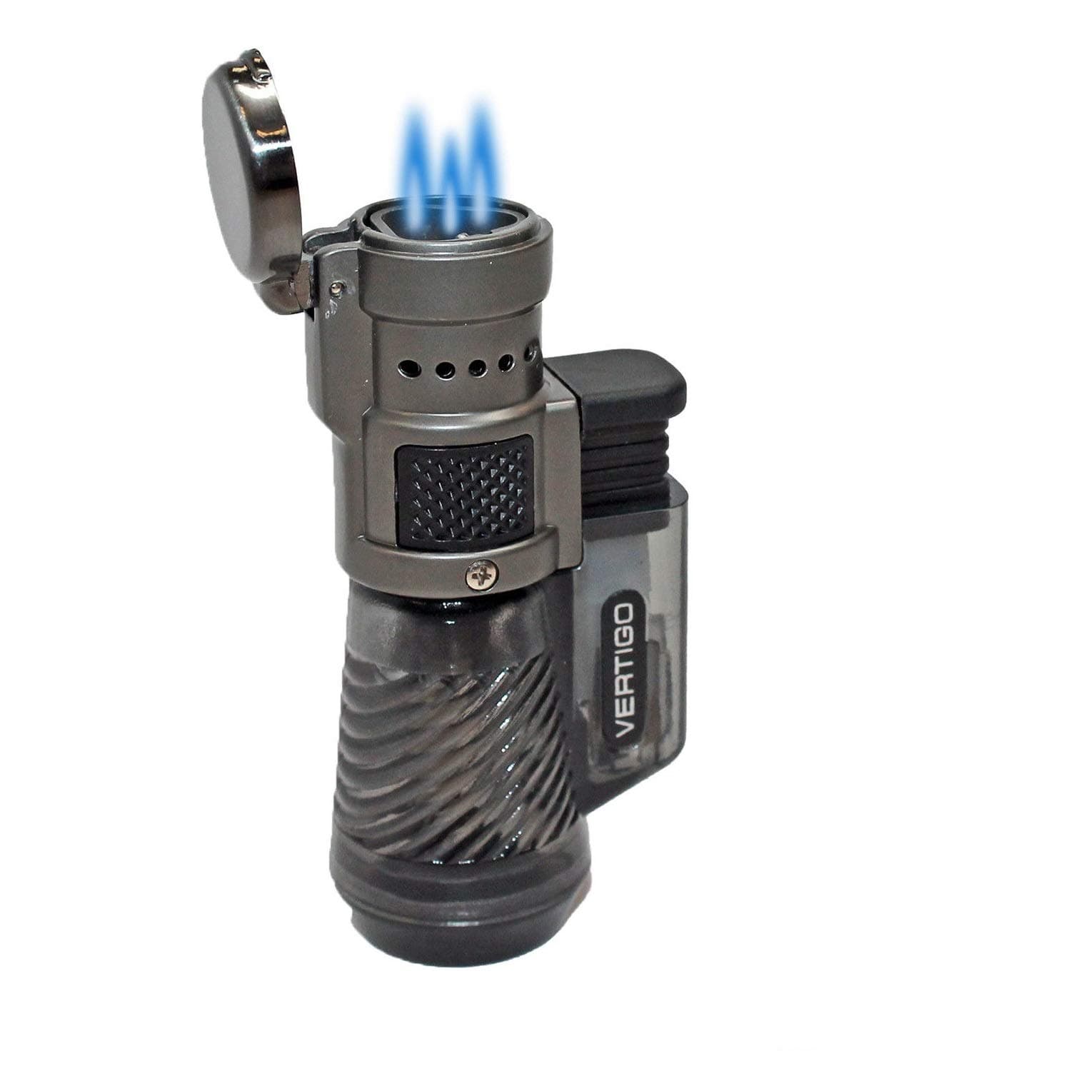 Vertigo Cyclone Charcoal and Brushed Chrome Triple Frame Torch Lighter