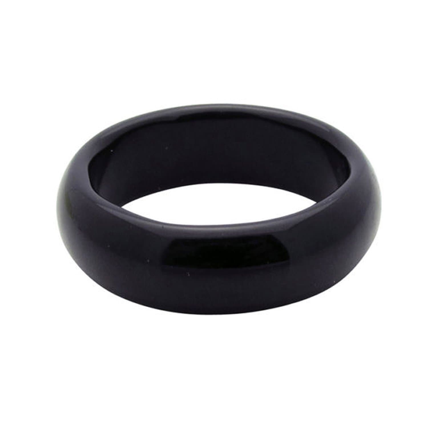 Natural Black Onyx Gemstone Plain Band Ring