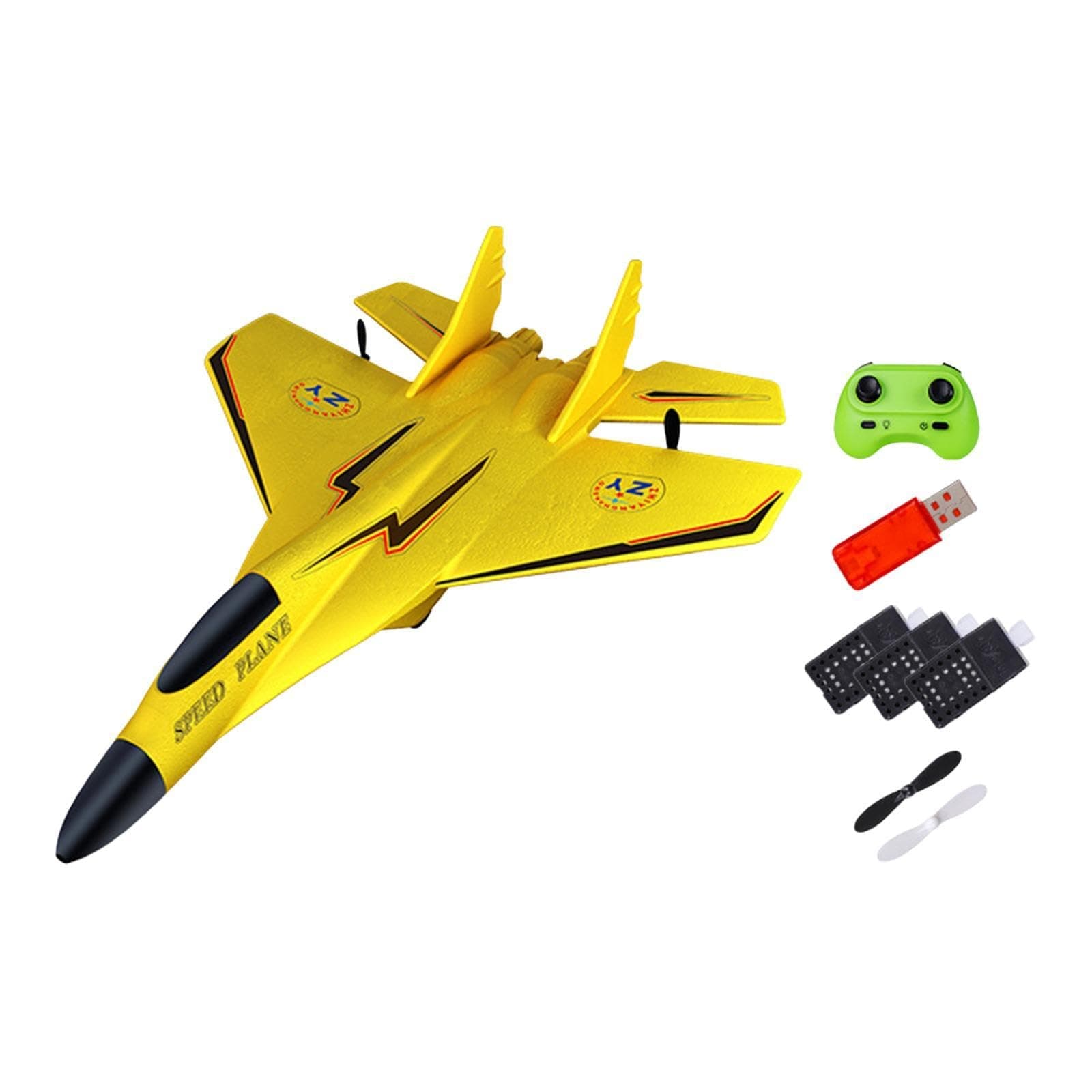 Colcolo RC Plane Toy Remote Control Airplane 2.4G Model with Night Light Fixed Wing Aircraft Hobby RC Glider for Beginners Age 8-12, 3 yellow