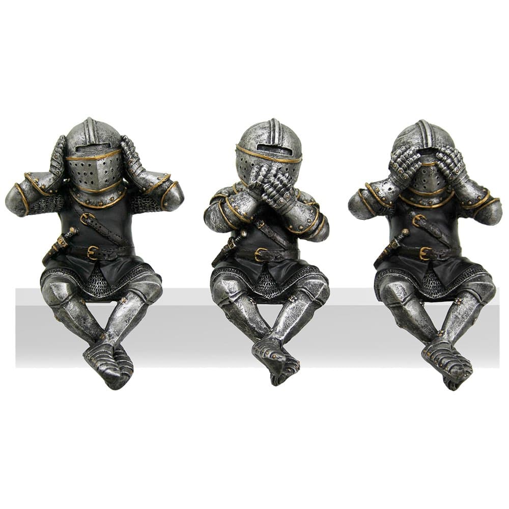 Pacific Giftware Medieval Knights See No Evil Hear No Evil Whimsical Funny Knights Shelf Sitters Collectible Set
