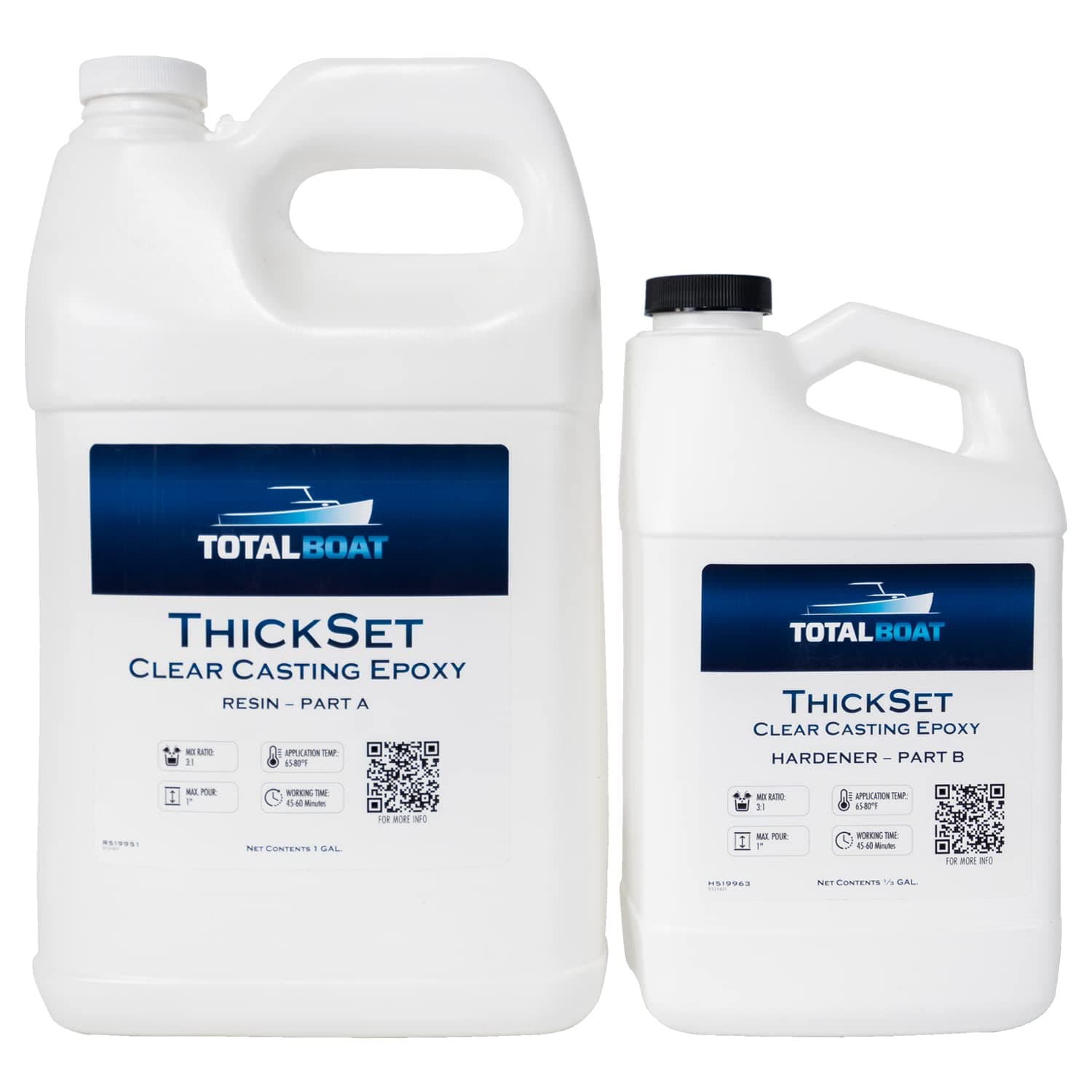 TotalBoat Thickset Clear Casting Epoxy | Crystal Clear Resin Kit for Deep Pours, Casting, and Molds (1.3 Gallon Kit)