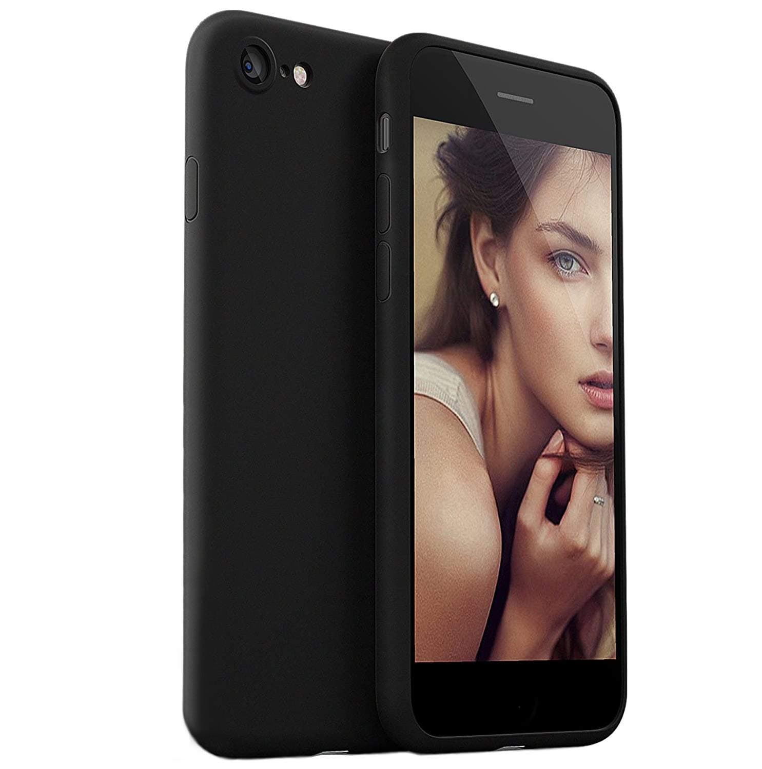 Minimalist Case for iPhone SE (3rd Gen and 2nd Gen), iPhone 8, and iPhone 7, Ultra Thin [1.5mm] Slim Fit Flexible Soft TPU Case (Black)