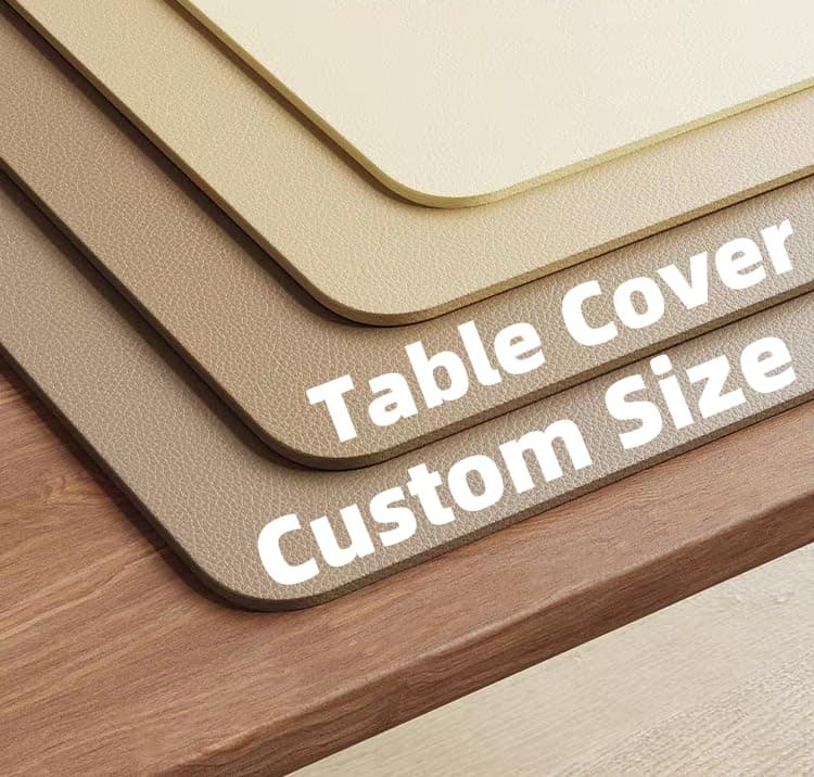 Custom Size Table Pad Cover, Bespoke Cut to Shape Waterproof Desk Mat, Tailor-Made Kitchen Countertop Protector Cover, Anti-Scratch Oblong Oval Dinning Tablecloth, Non-Slip Work Bench Cover