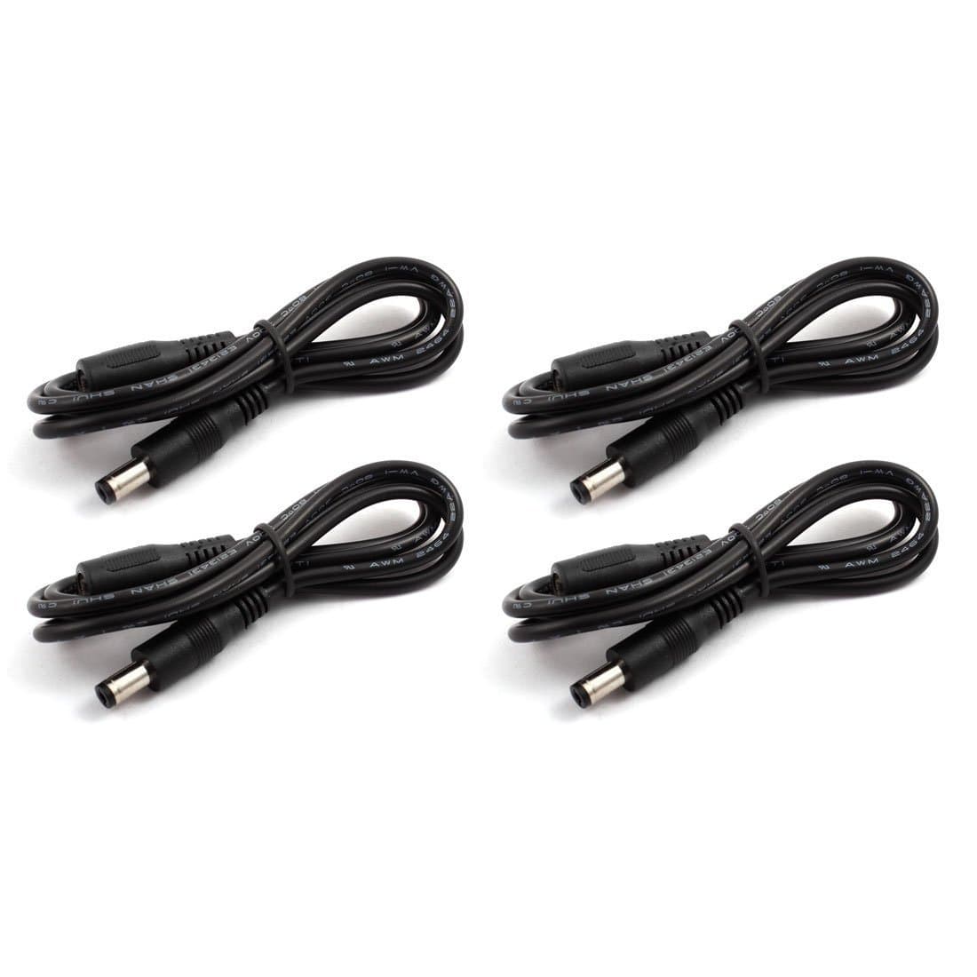 LitaElek 4pcs 1m 3.3ft DC Extension Cable - 12V/5V-36V Power Cord, 5.5mm x 2.1mm DC Jack Plug Adapter Male to Female for Car Monitor, CCTV Camera, LED Strip, etc., Black