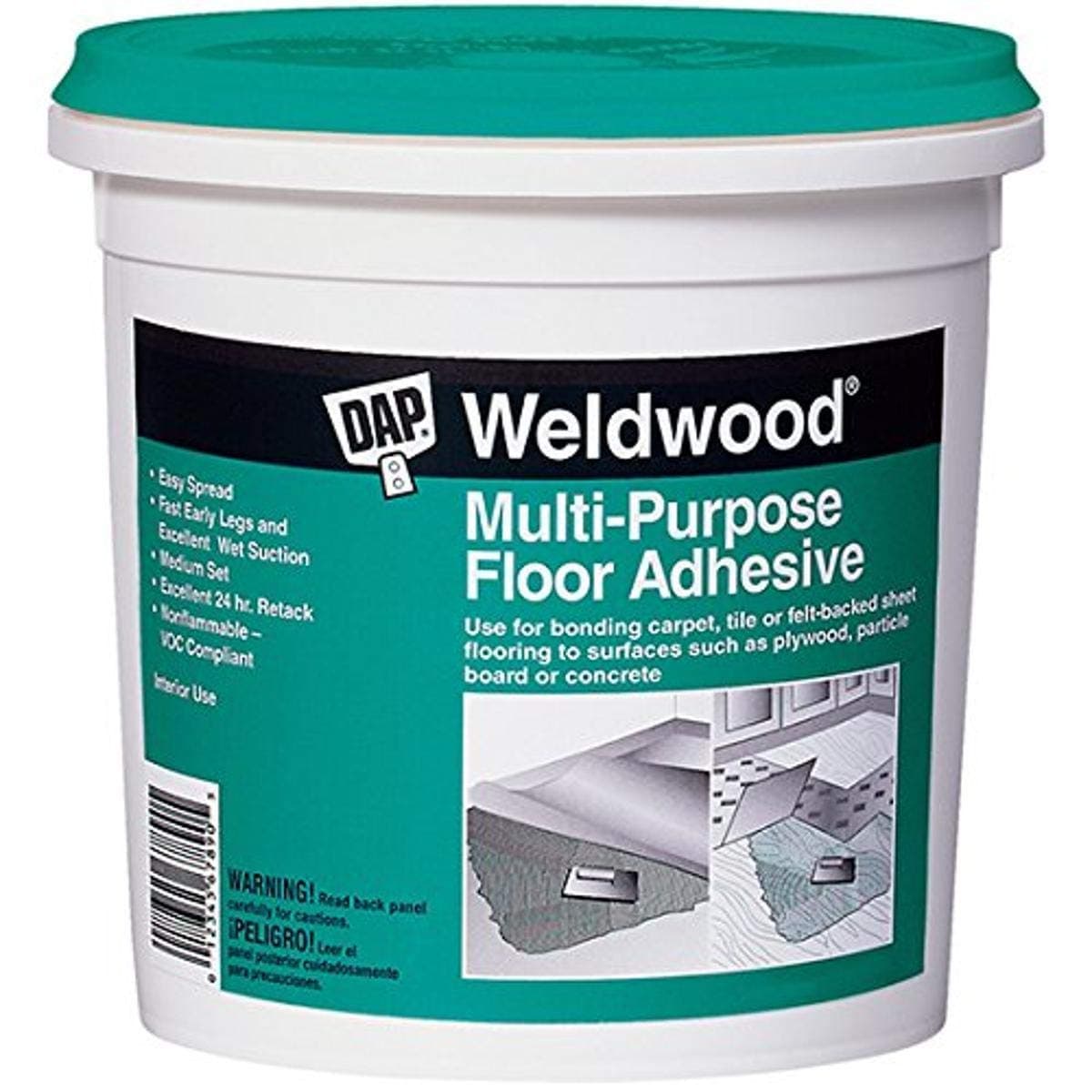 DAP 141 Multi-Purpose Floor Adhesive, 1 Quart, Off-White