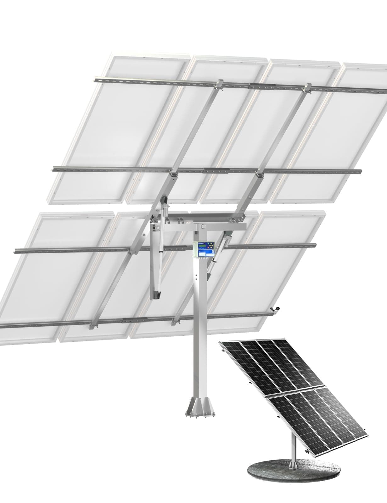 Solar Panel Dual Axis Tracking System (Expanded Version Increase 40% Power) with Tracker Controller,for 10PCS 100W/8PCS 200W/4PCS 400W,High Stability, Multi-Angle Adjustment, for Yard/Farm