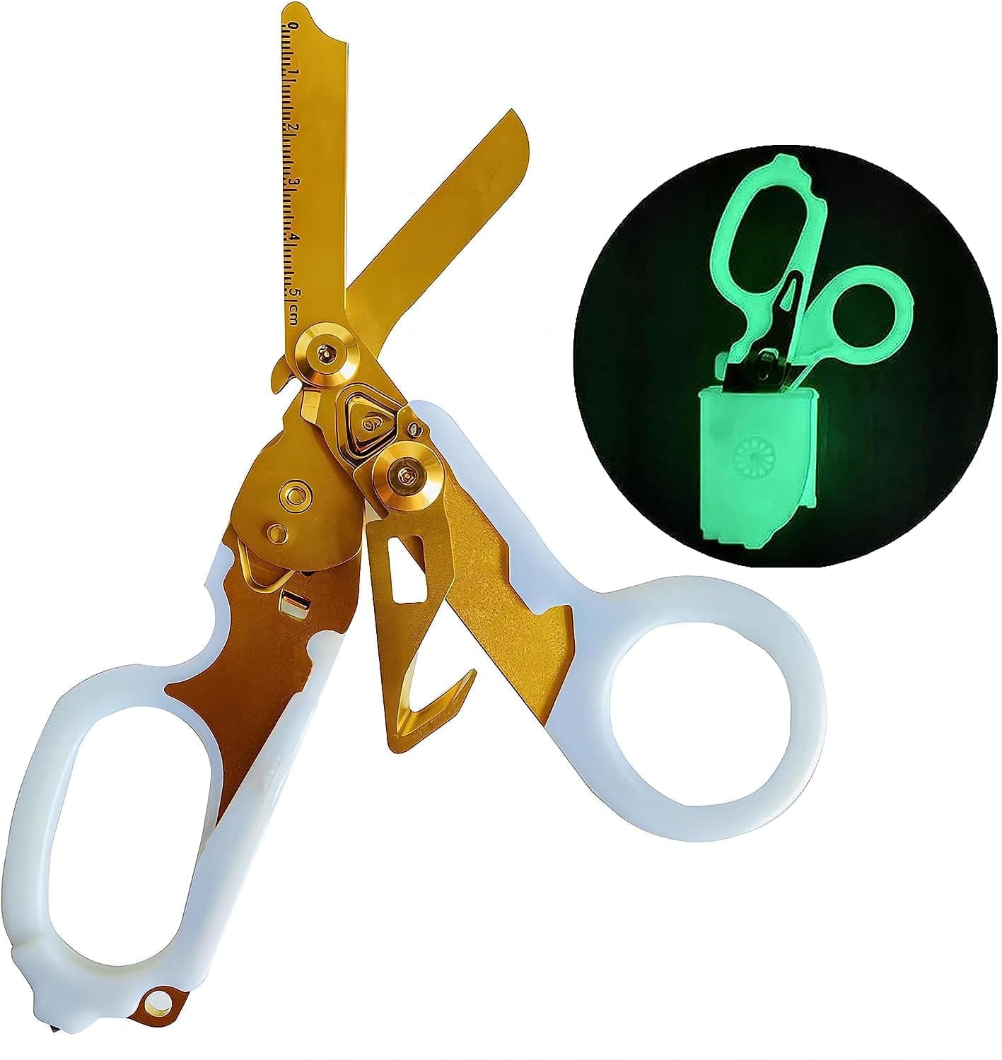 First Aid Shears All-in-One Tactical Scissors, Pocket Scissors & Firefighter Tools Set Medical Scissors, Ring Cutter, Glass Breaker(Glow in The Dark)