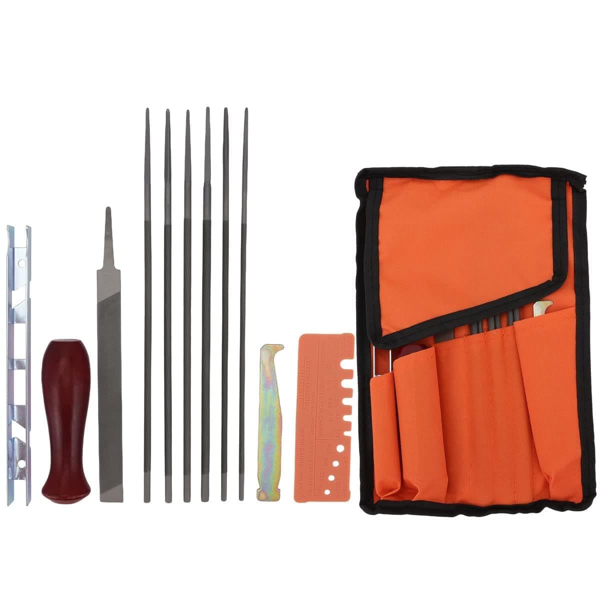 - Hipa 12 Pack Chainsaw File, Chainsaw Sharpener Kit, 5/32", 3/16", 7/32", 1/8", 11/64", 13/64" Round Chainsaw Sharpening, 6 Inch Flat File,Depth Gauge,Quick Check Gauge, Chain Saw Sharpener Tool