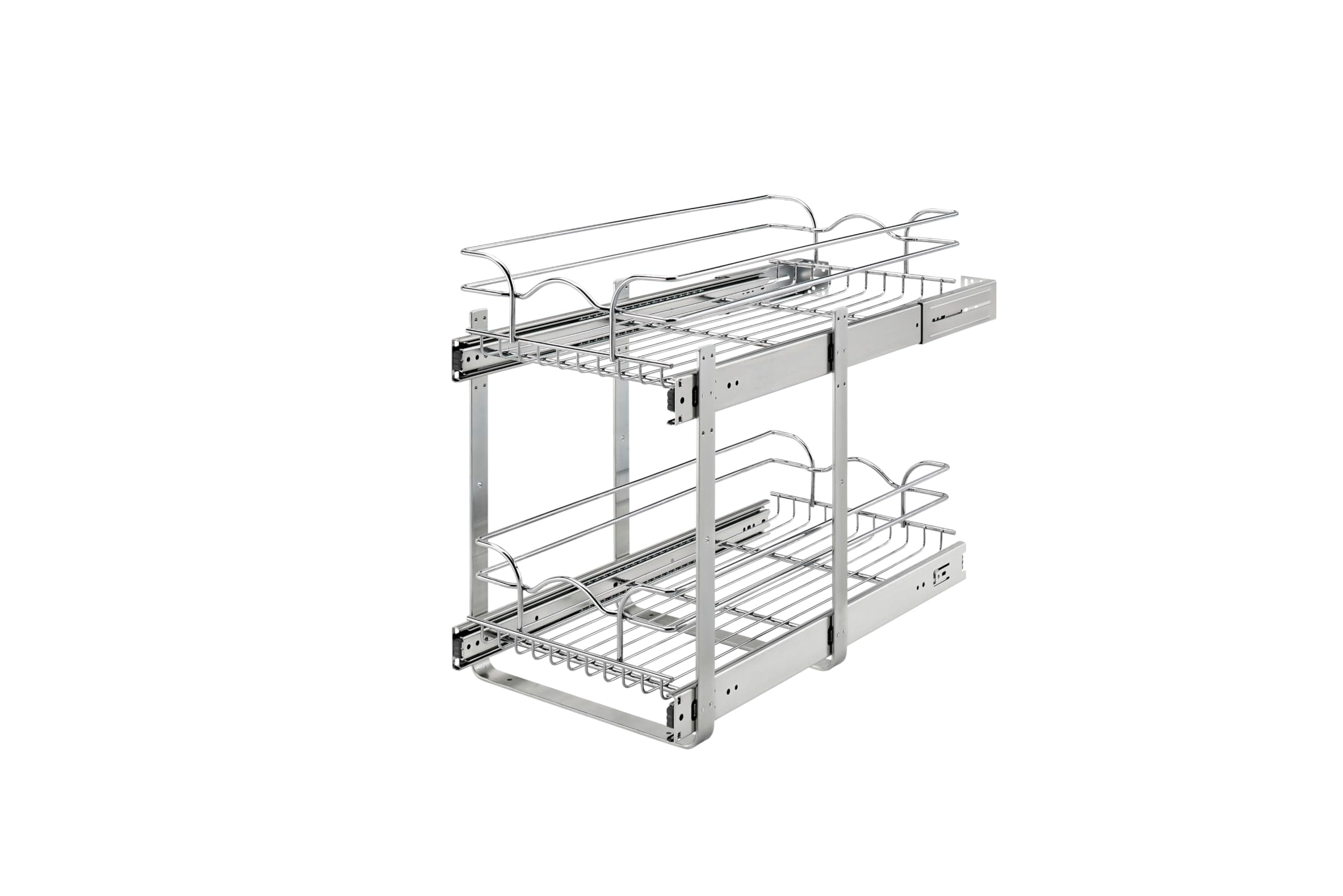 Rev-A-Shelf 2-Tier Kitchen Cabinet Pullout Shelf and Drawer Organizer Slide Out Pantry Storage Basket in Multiple Sizes, 12 x 22 In, 5WB2-1222CR-1