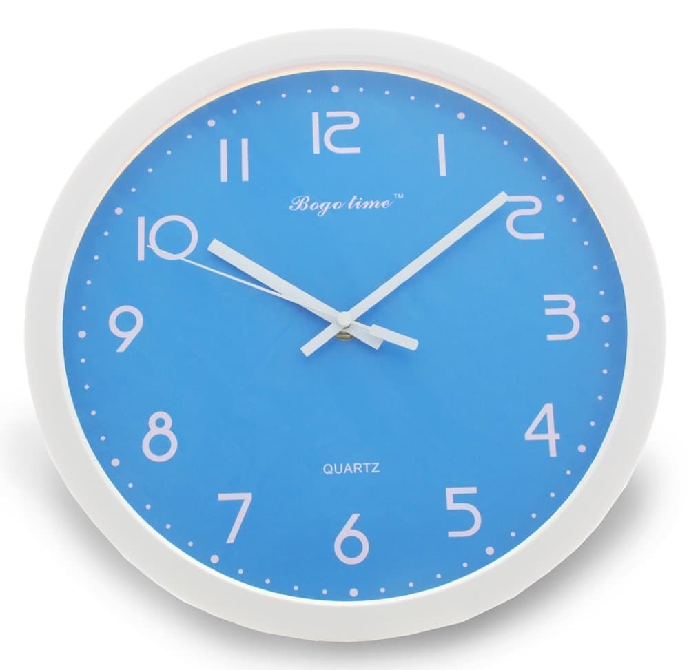 Kids Basic Color Round 10-inch Non Ticking Wall Clock - Sky Blue
