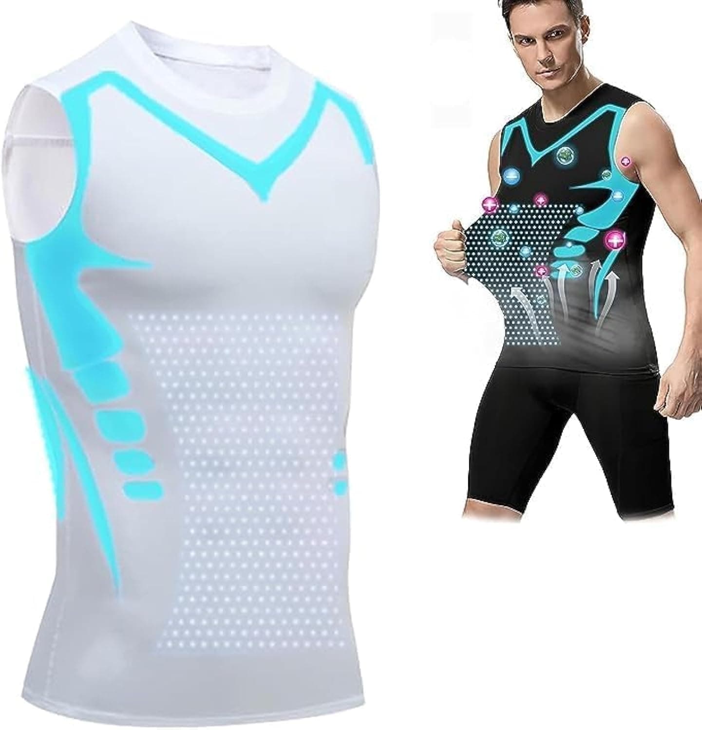 Energxcell Ionic Shaping Vest, 2023 New Version Energxcel Ionic Shaping Vest Men, for Men to Build a Perfect Body (White,X-Large)