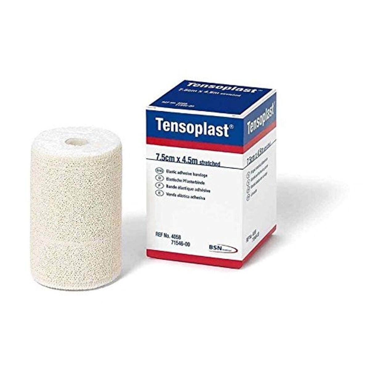 BSN Tensoplast Elastic Athletic Tape, Provides Medium Support or Compression with High Adhesive Properties, Water Repellent and Air Permeable, White, 3" x 5 Yards, Roll