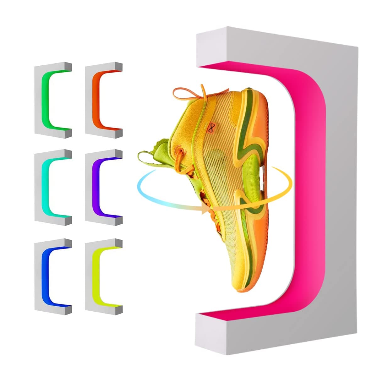 Uvehas Levitating Shoe Display, Floating Rotating Sneaker Stand, Magnetic Levitation Rack With 16 Colors Led Light For Gifts Shoes Collectors Store Advertising Exhibition Home Decor