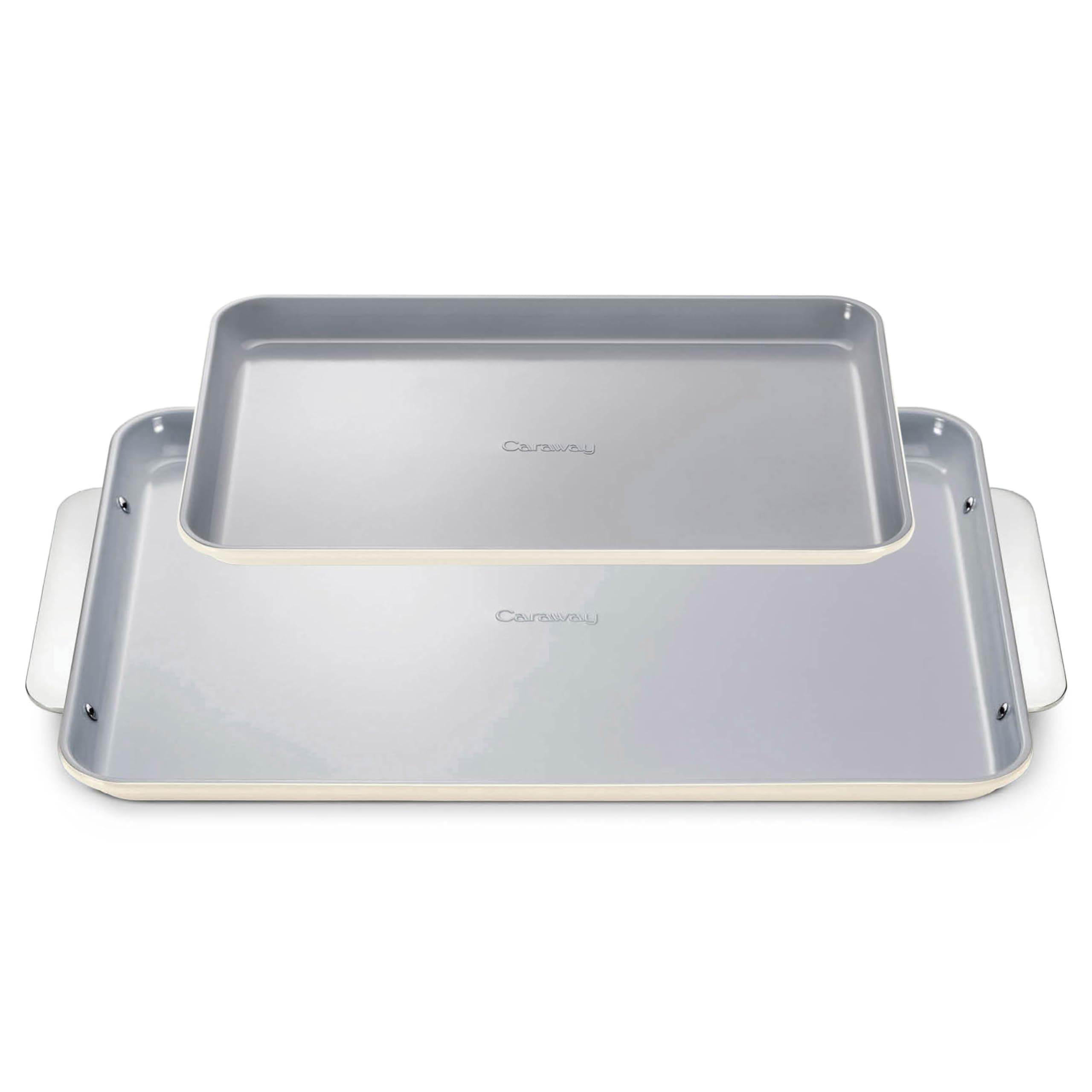 Non-Stick Ceramic Baking Sheet Duo - Naturally Slick Ceramic Coating - Non-Toxic, PTFE & PFOA Free - 18 x 13" Large & 15 x 10" Medium - Cream