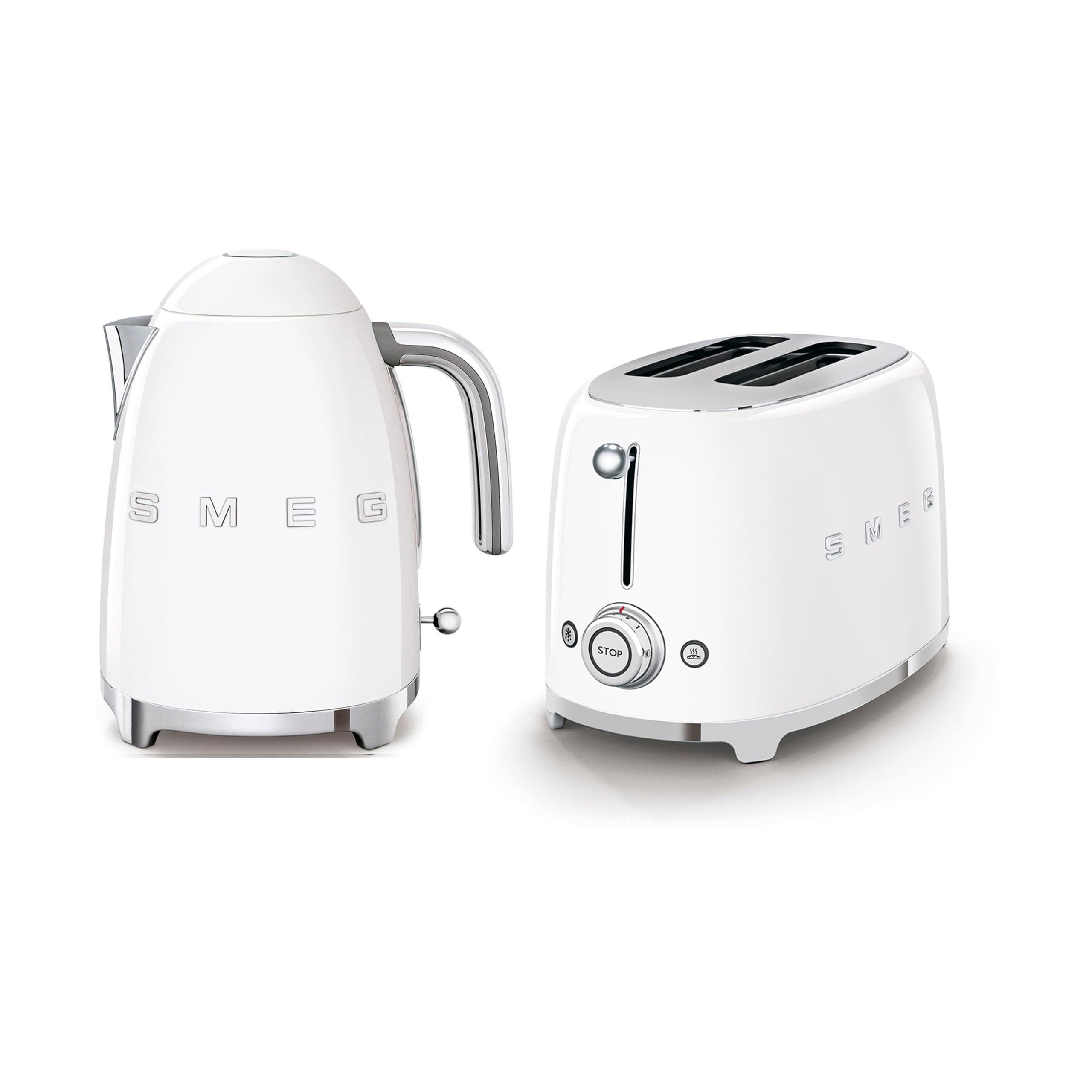 EEJB117 1.7L, 3kw Kettle and 2 Slice, Self Centring 950W Toaster Set in White, KLF03WHUK/TSF01WHUK