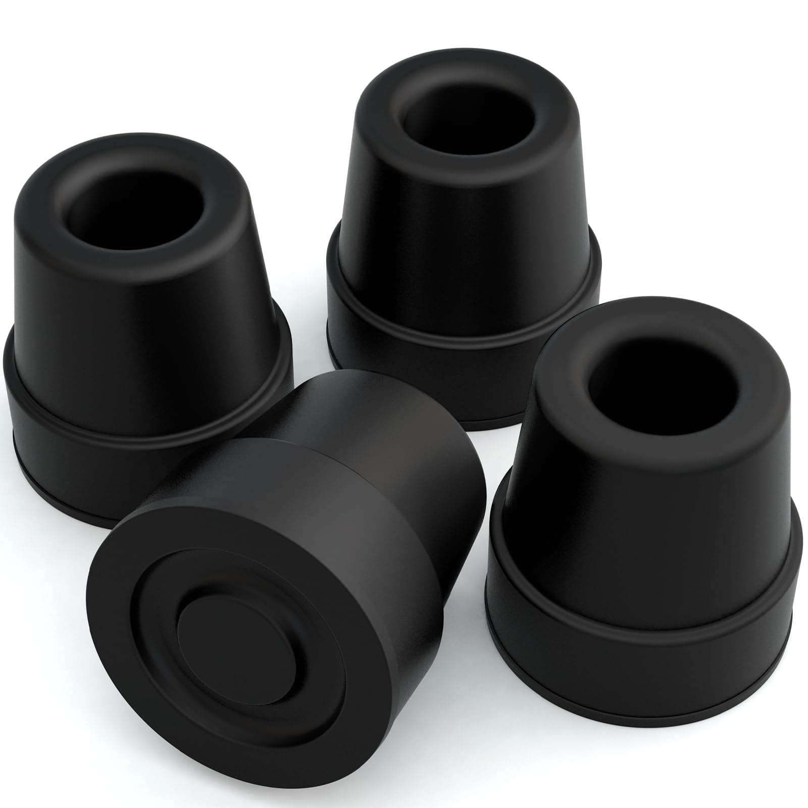 Vive Quad Cane Tips - Heavy Duty 1/2 inch Replacement Rubber Foot - Black Attachment Base Grip - Accessories for Walking and Standing Stick - Durable End for Women, Men, Seniors, Elderly