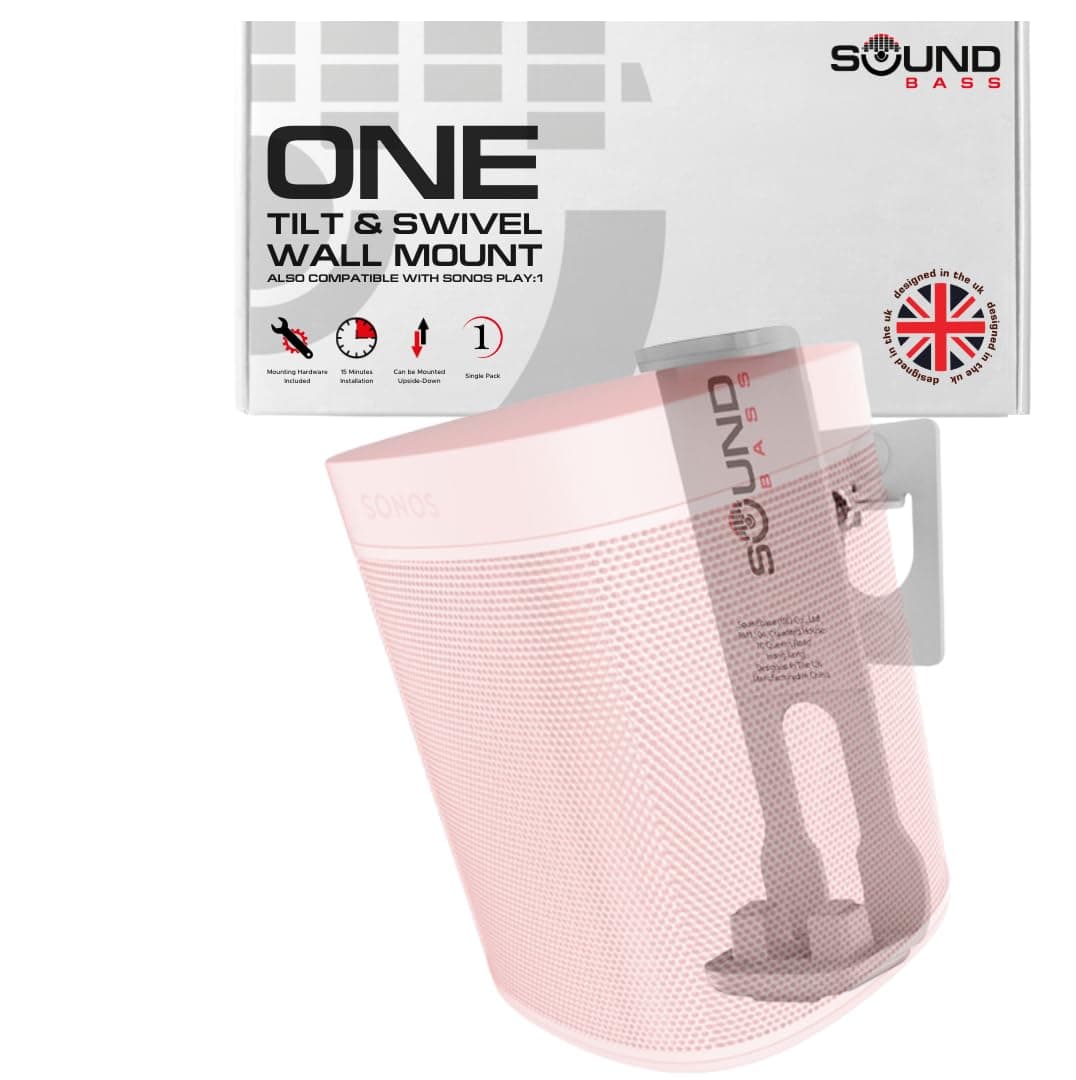 ONE, ONE SL, Play:1 Wall Mount Bracket - White - Compatible with SONOS ONE, ONESL & Play:1