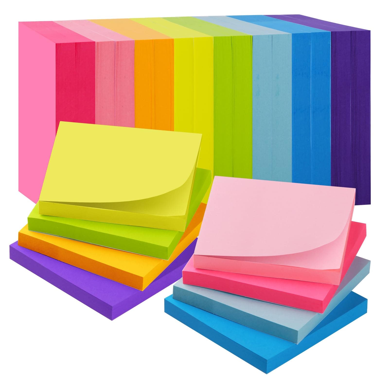 HappyHapi 24-Pads Sticky Notes 3X3 in, 80 Sheets/Pad, 8 Bright Color Self-Stick Note Pads, Bulk Vibrant Sticky Note for Home Office School(Total 1920 Sheets)