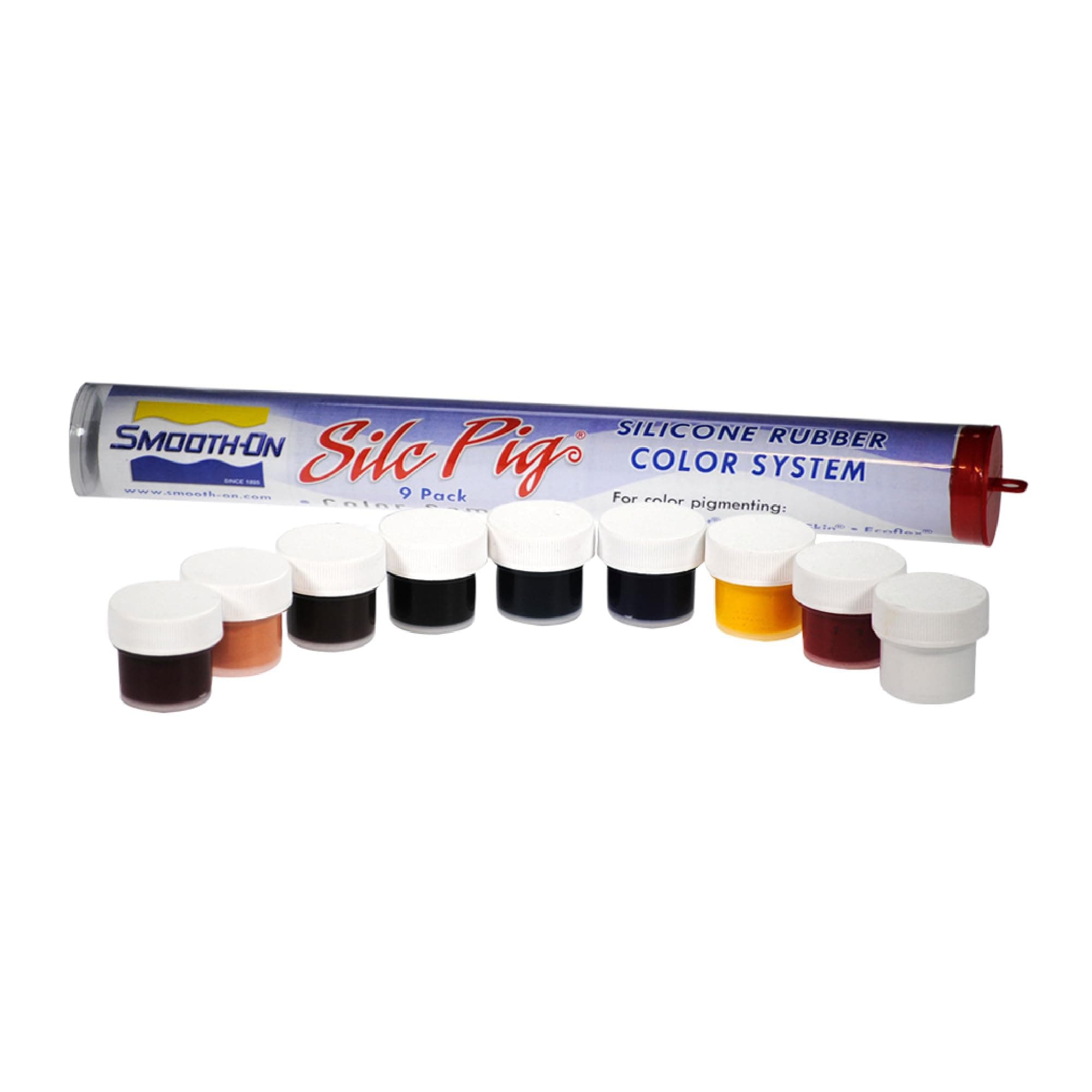 Smooth-On Silicone Pigment 9-Pack Color Sampler - 9 Count, Water-Based, Matte, Waterproof, Interior/Exterior, 9-18 sq. ft. Coverage