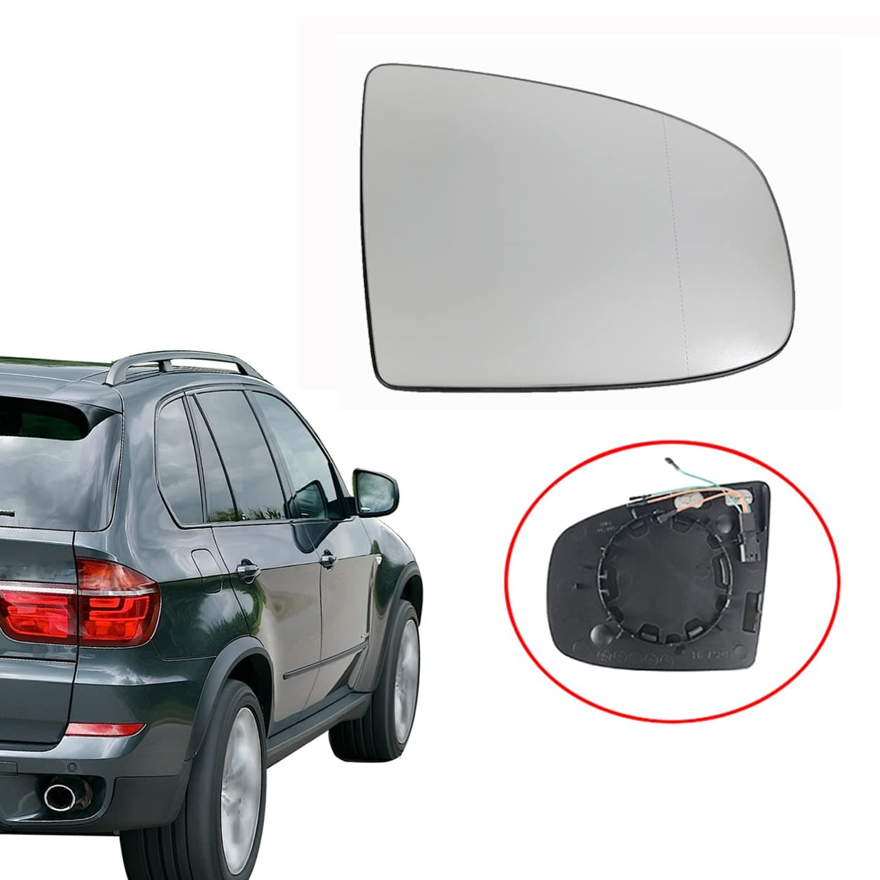 Right Side Heated Wing Mirror Glass Side Angle/Aspherical Glass With Brackets 4-pin for X6 X5