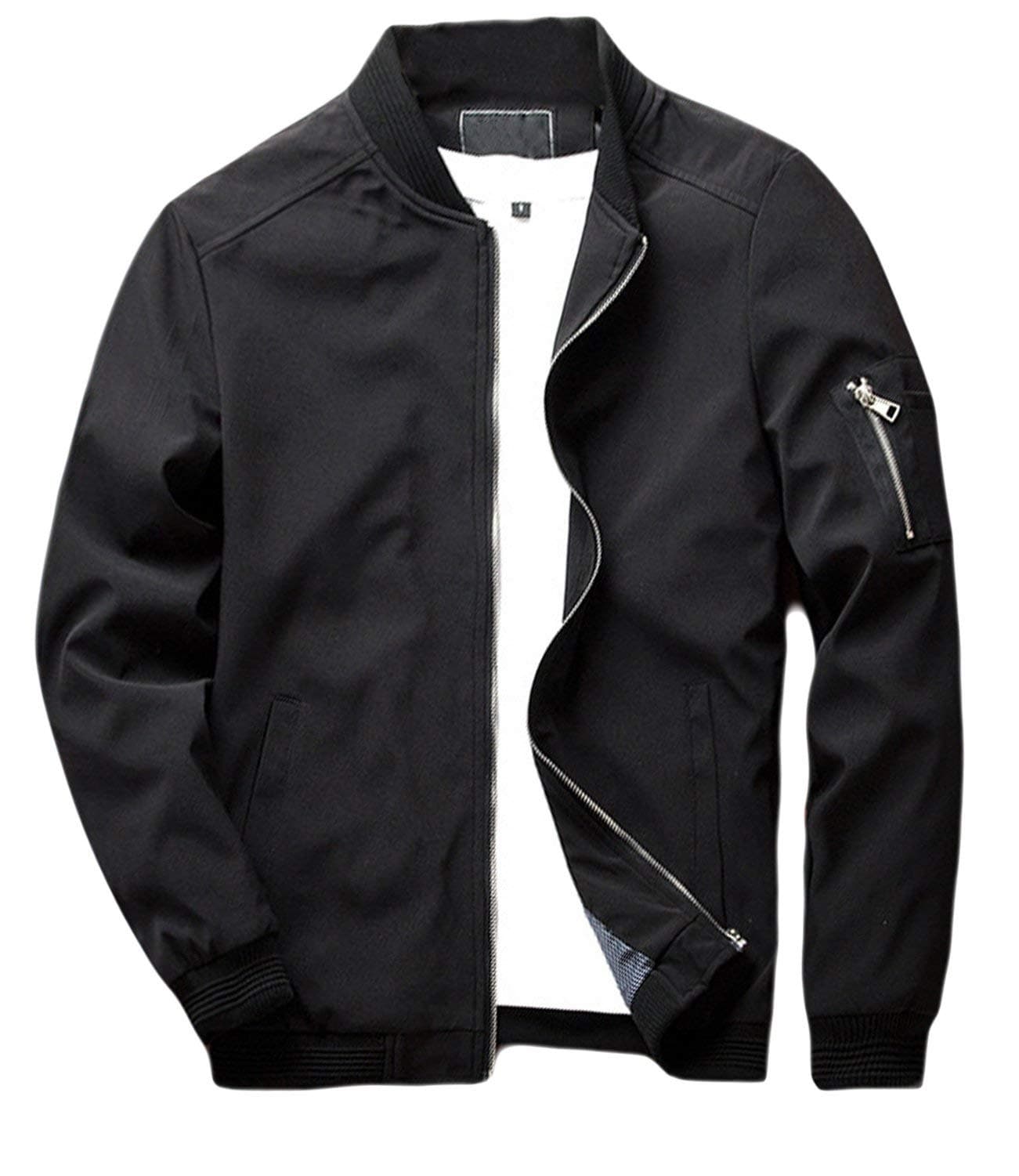 Men's Slim Fit Lightweight Softshell Flight Bomber Jacket Coat