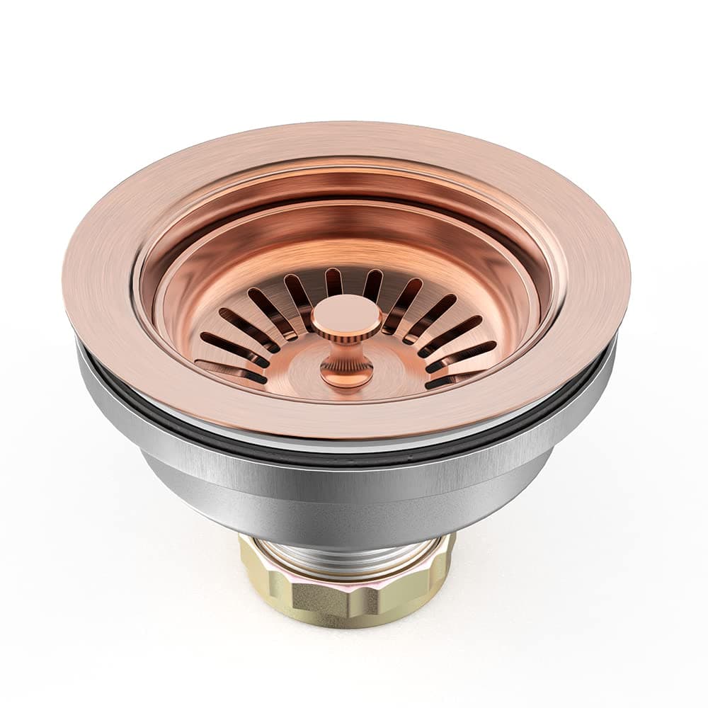 BOTEMY B9173 Kitchen Sink Drain Assembly 3-1/2 inch with Removable Sink Strainer Basket/Stopper 304 Stainless Steel (Antique Copper)
