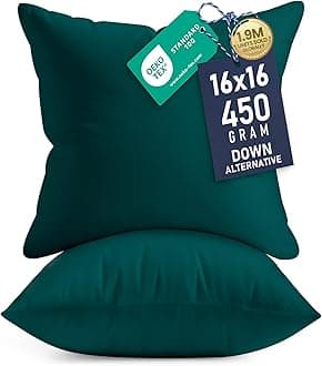 16x16 Pillow Inserts, Set of 2, Dark Teal – Indoor Decorative Throw Pillows for Bed, Sofa & Couch – Soft, Supportive & Fluffy Cushion Inserts