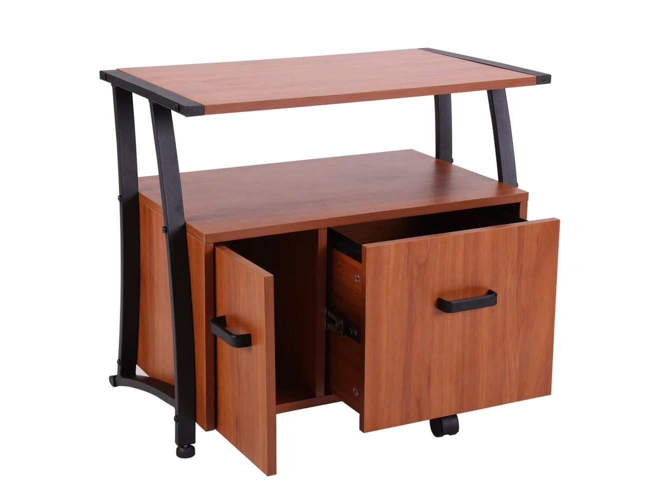 Printer Stand with Storage Cabinet, Machine Stand with File Drawer, Sonoma Cherry