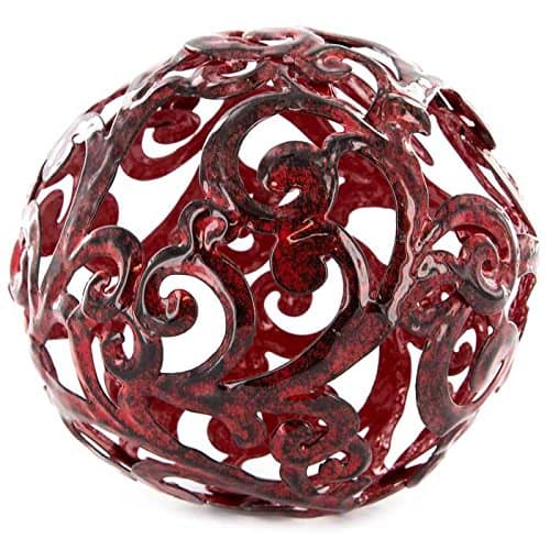 Red Fancy Metal Decorative Sphere