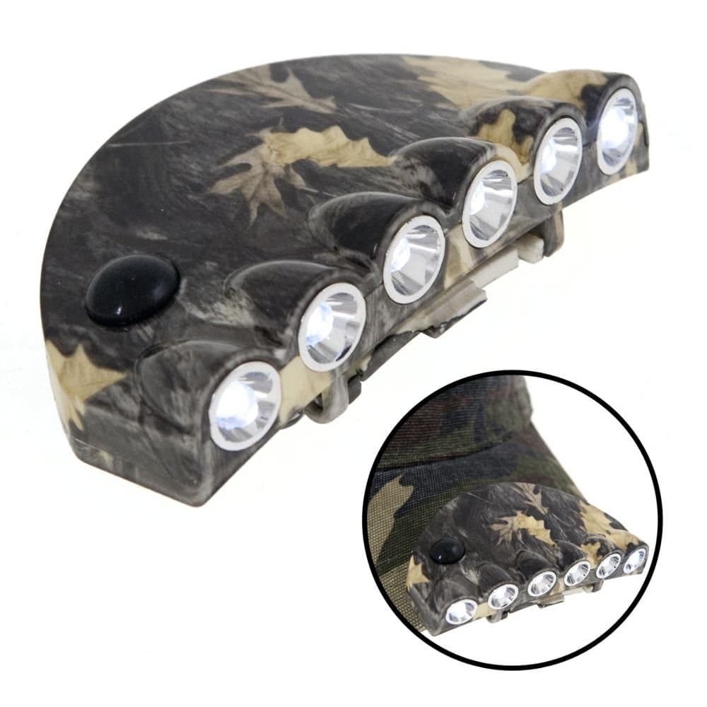 Saddlebred Outdoors Camo 6-LED Adjustable Hat Clip Light w/ 4 Modes Tilt Hunt Hike