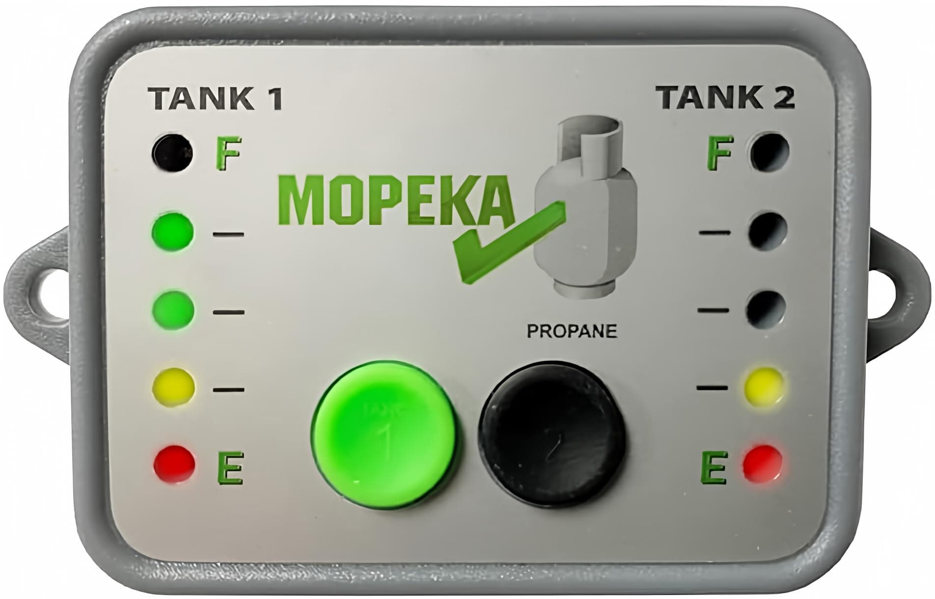 Tank Check LED Gauge Display - New Silver Reprogrammable Model - Mounts in Dash/Control Cabinet to Provide Wireless Indicator for RV Propane Tank Levels