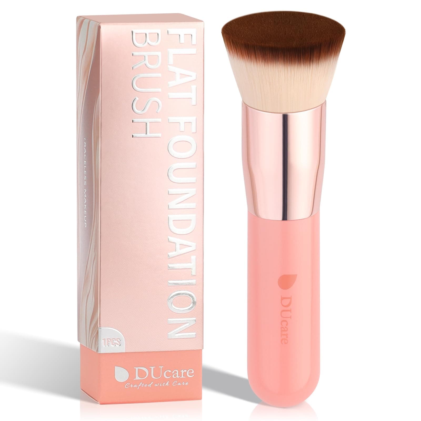 Foundation Brush for Liquid Makeup,Flat Top Kabuki Foundation Brushes - Premium Makeup Brush for Liquid, Cream, Powder,Buffing, Blending,Pink