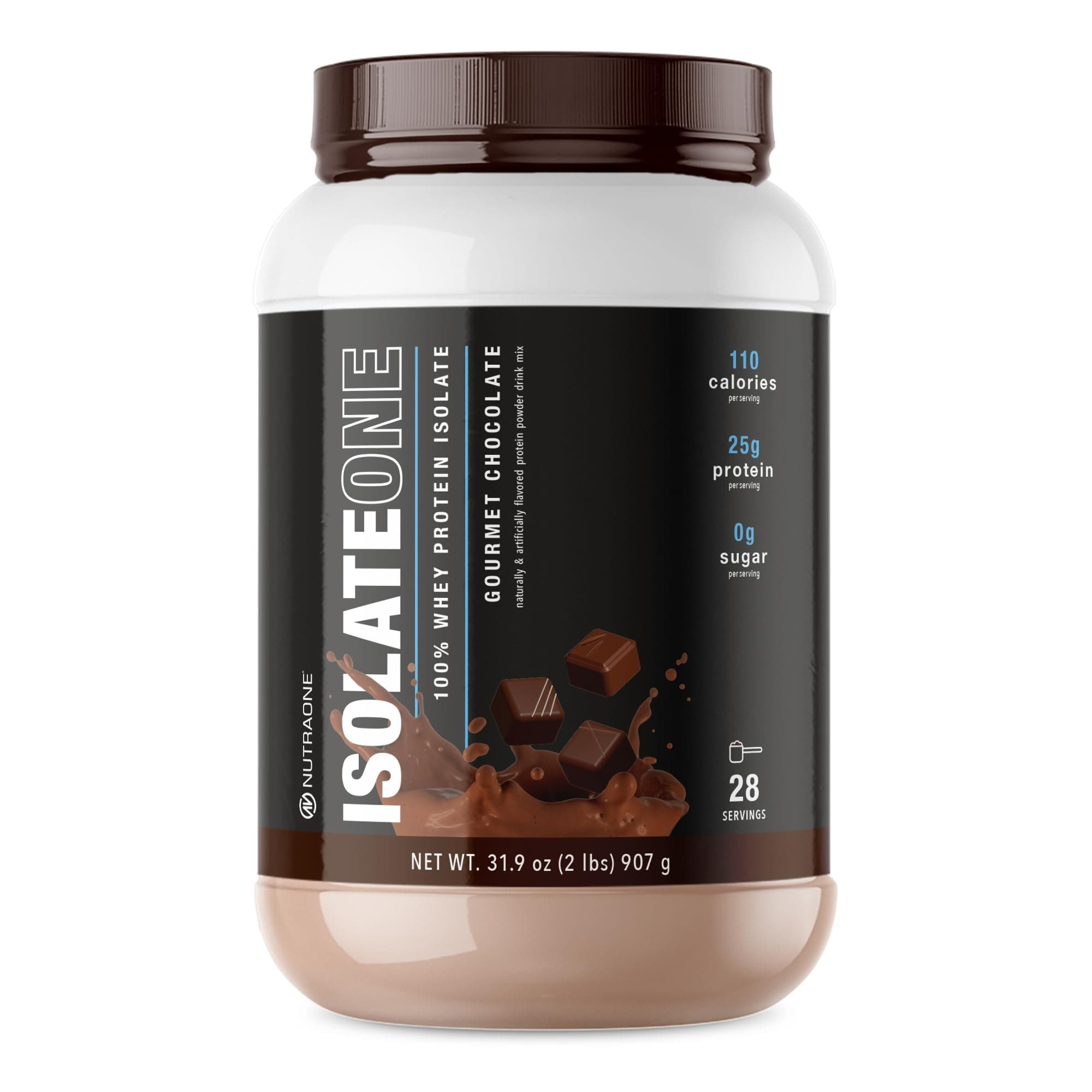 NutraOne IsolateOne Whey Isolate Protein Powder 100% Pure Whey Isolate Powder (Gourmet Chocolate - 2 lbs)