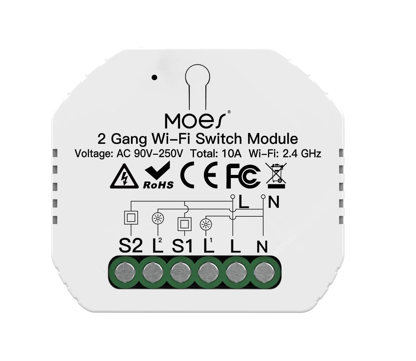 Wifi Smart Light Switch Diy Breaker Module Smart Life/Tuya APP Remote Control,Working with Alexa Echo Google Home 2 Gang 2 Way.