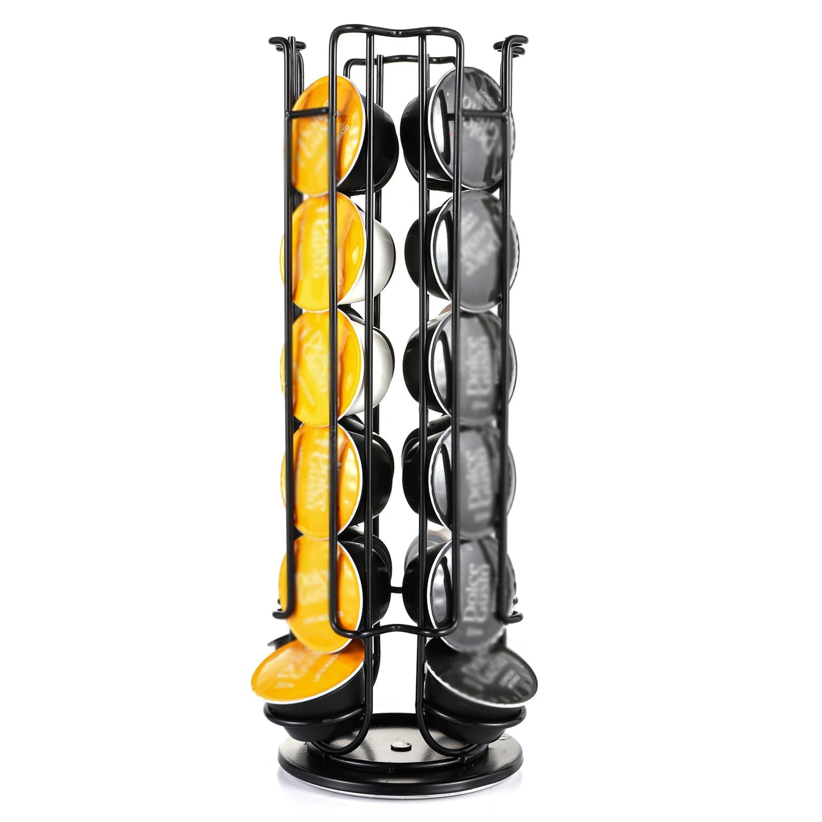 Coffee Pod Storage Rack Rotatable for 24 Coffees Pods Coffees Capsules Holder for D-o-l-c-e G-u-s-t-o Coffee Pods (Capsules Holder-Black)