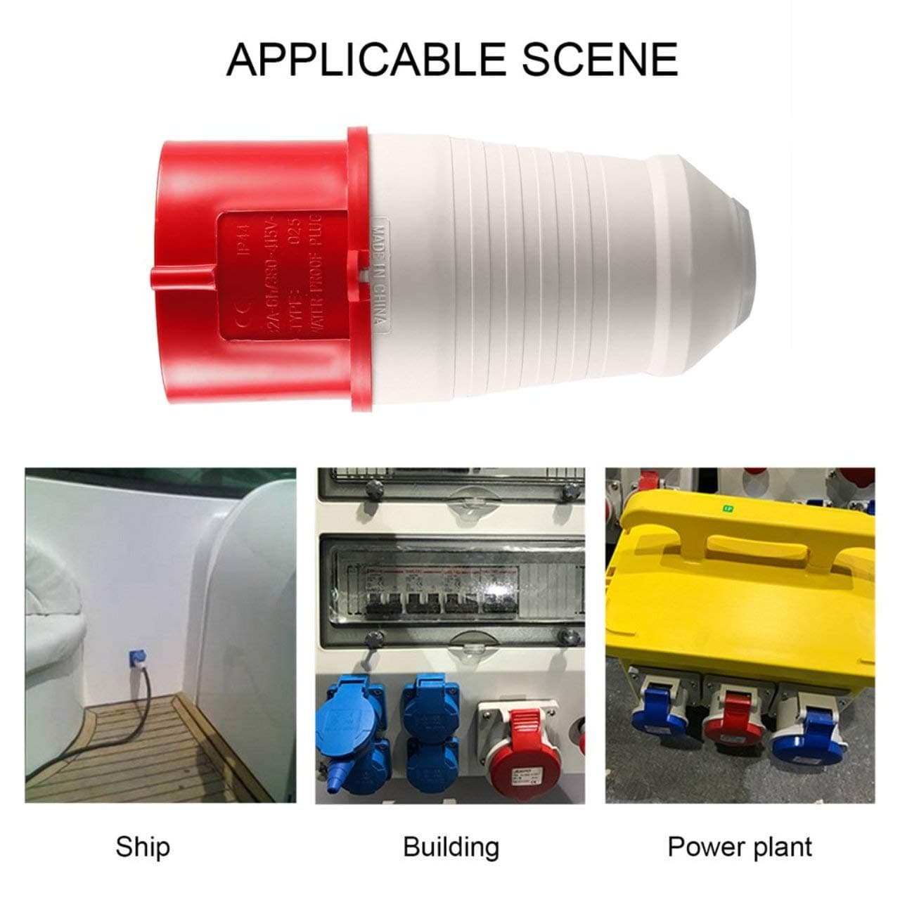 Red 415V 32 Amp 5pin Industrial Plug & Wall Socket Waterproof IP44 Plug Connector Socket 3 Phase 3P+Earth+Neutral Male/Female Red