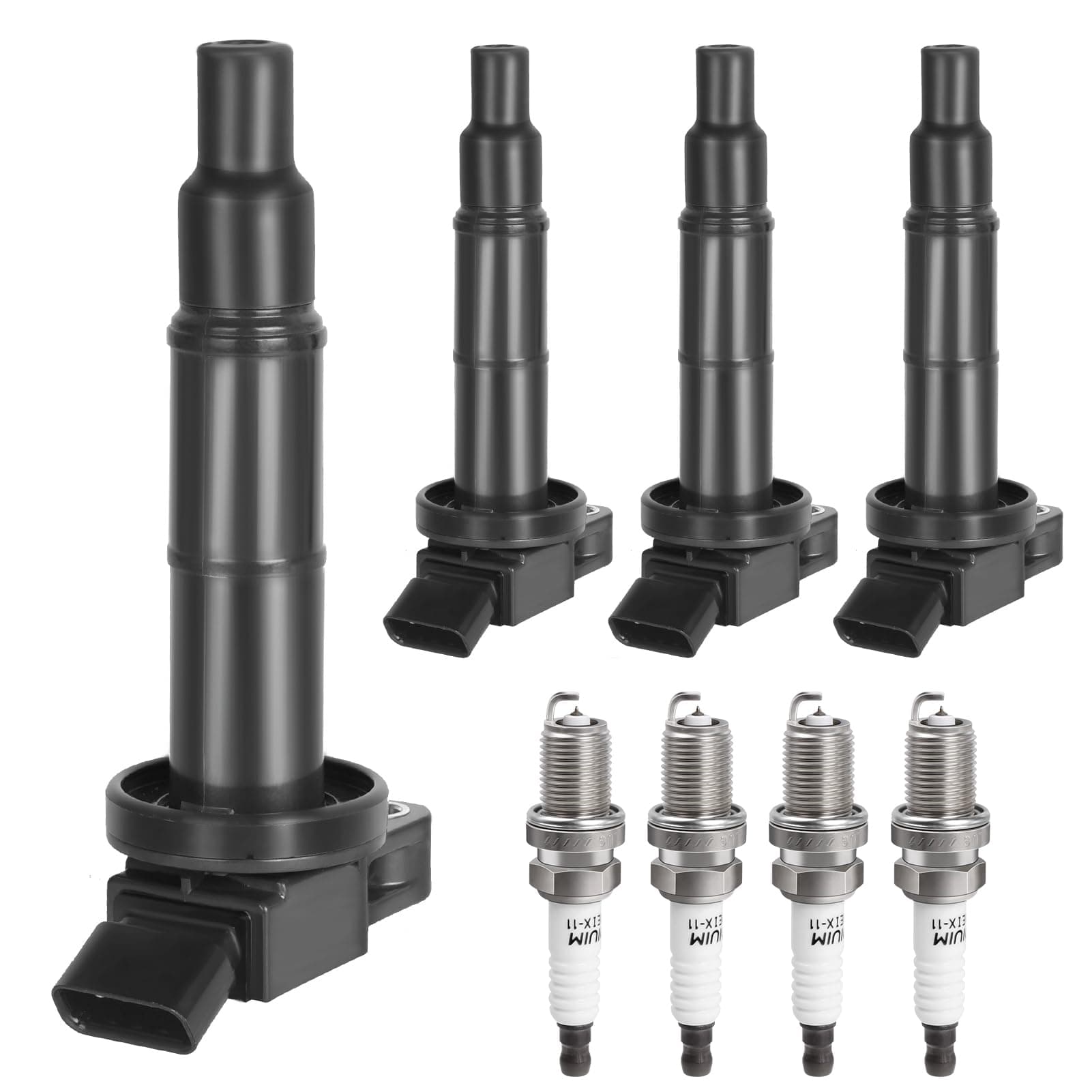 Ignition Coil Pack & Spark Plugs Compatible with 2.4L 2002-2010 Toyota Camry, 2001-2008 Rav4, 02-06 Solara, 01-07 Highlander, 09-10 Corolla Matrix Pontiac Vibe, 05-10 Scion tC, 10-12 Lexus HS250h