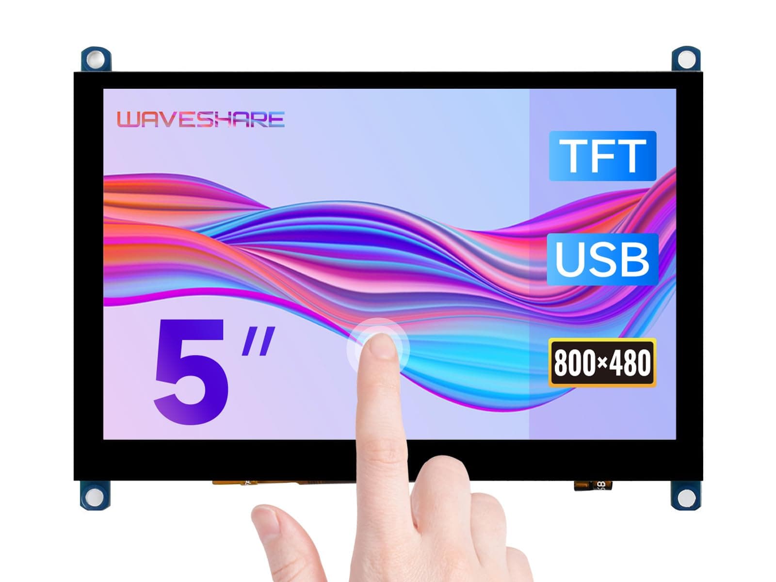 Waveshare 5inch Capacitive Touch Screen LCD (H) Slimmed-Down Version 800×480 HDMI Display Toughened Glass Panel Low Power Consumption 5-Points Touch