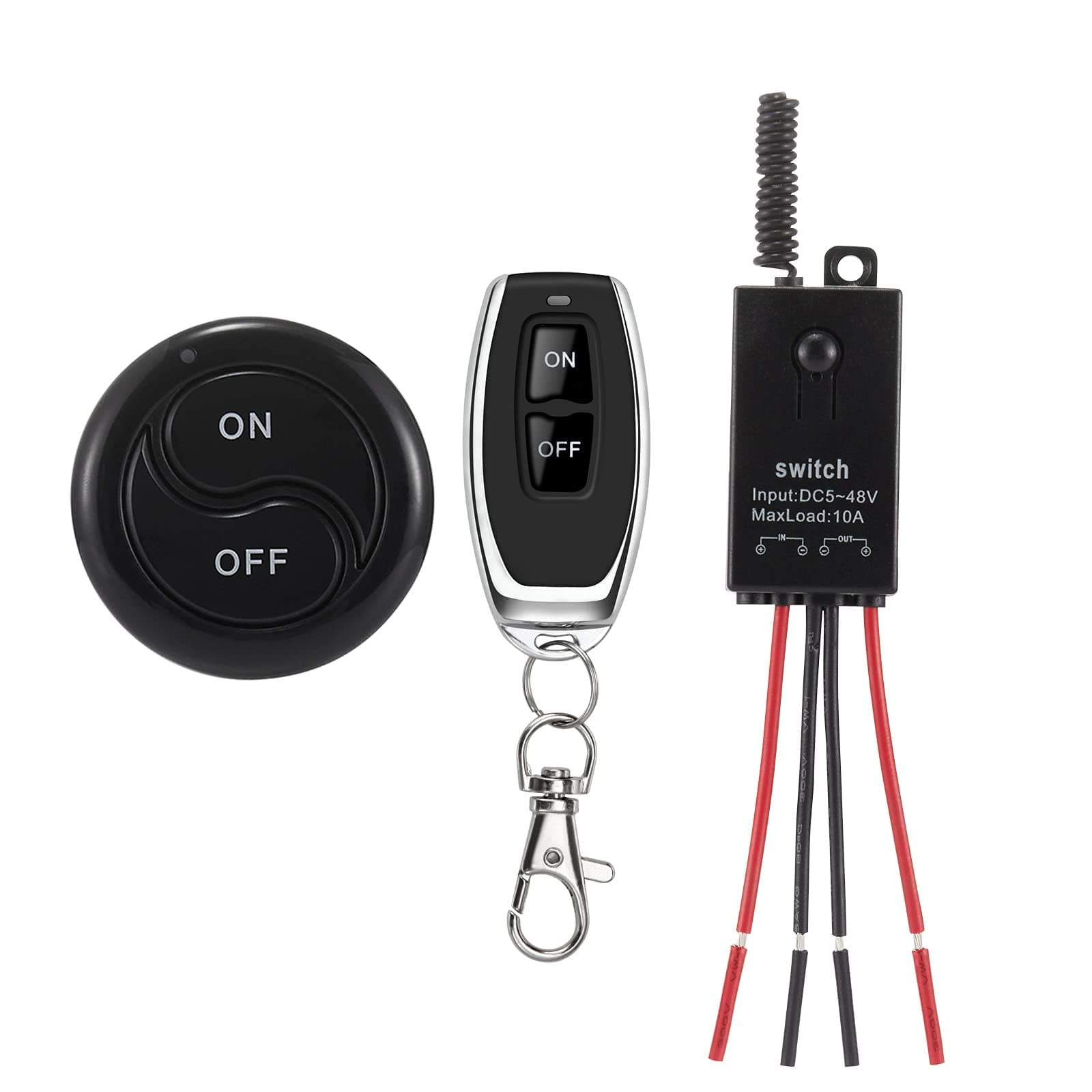 12V Wireless Remote Switch,5V/12V/48V/10A Mini Relay Remote Switch for Lights,328FT Long Range for Ceiling Lights,Lamps,Security Fields.