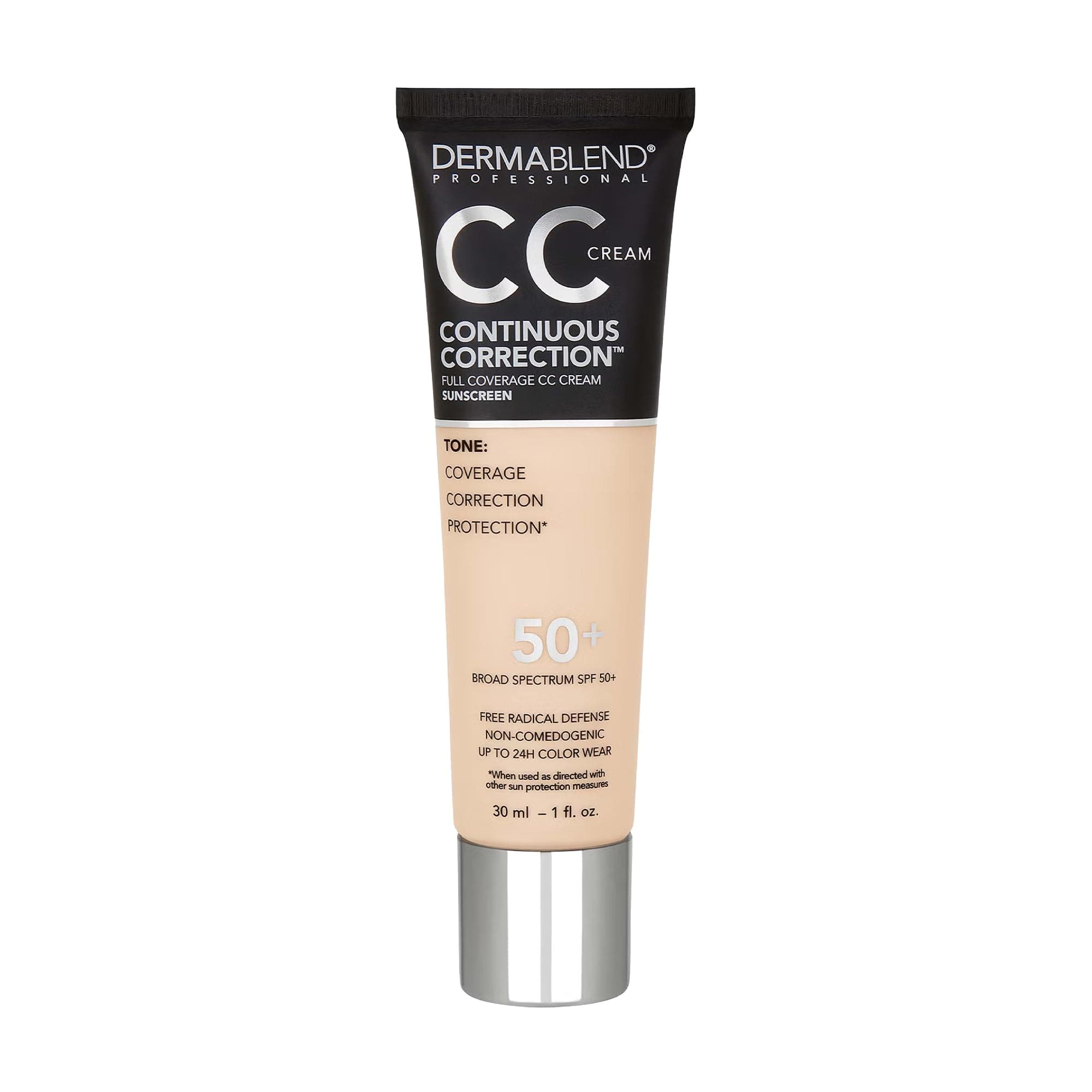 Dermablend Continuous Correction Tone-Evening CC Cream Foundation SPF 50+, Full Coverage Foundation Makeup & Color Corrector, Oil-Free